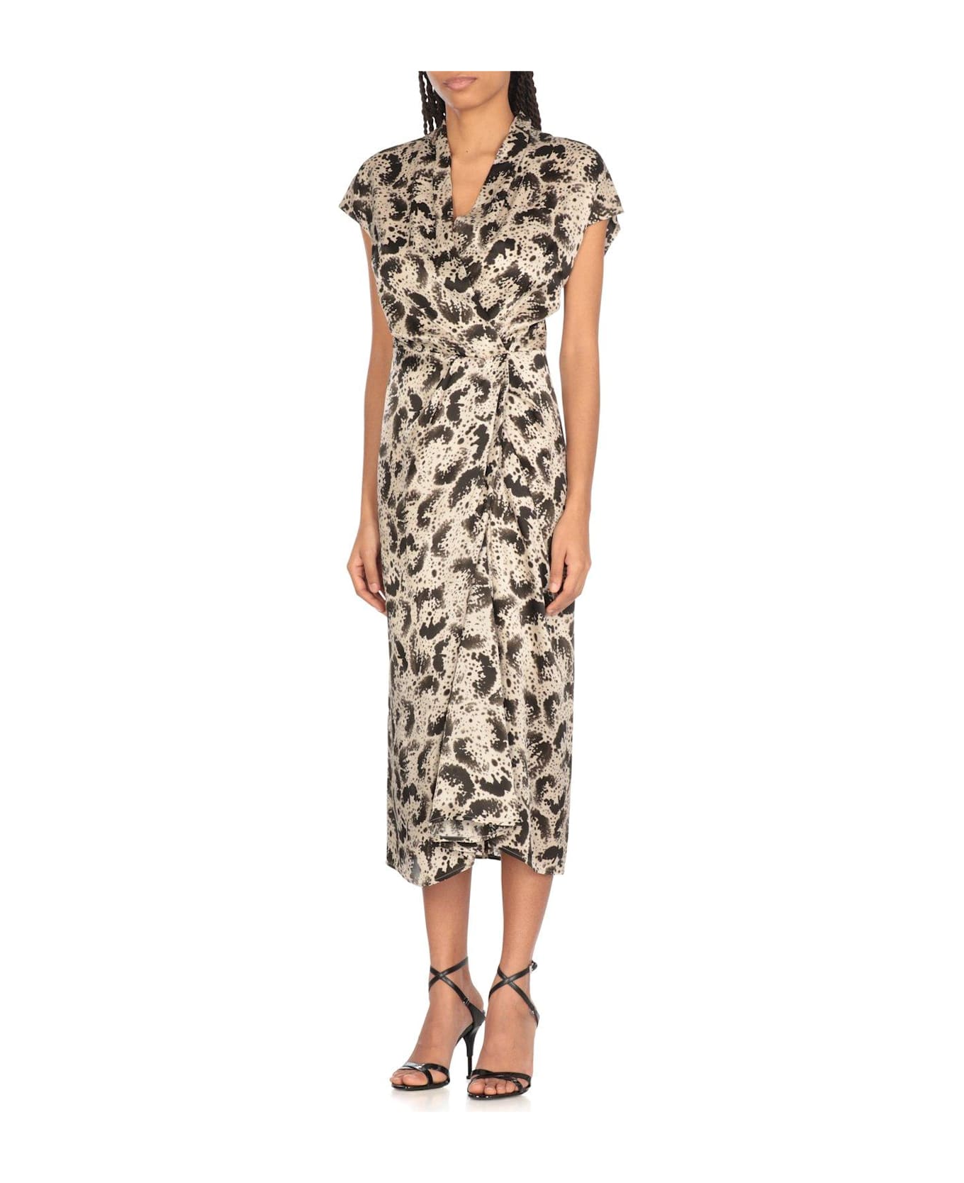 Dries Van Noten Dilian Printed Dress - BLACK/NEUTRALS