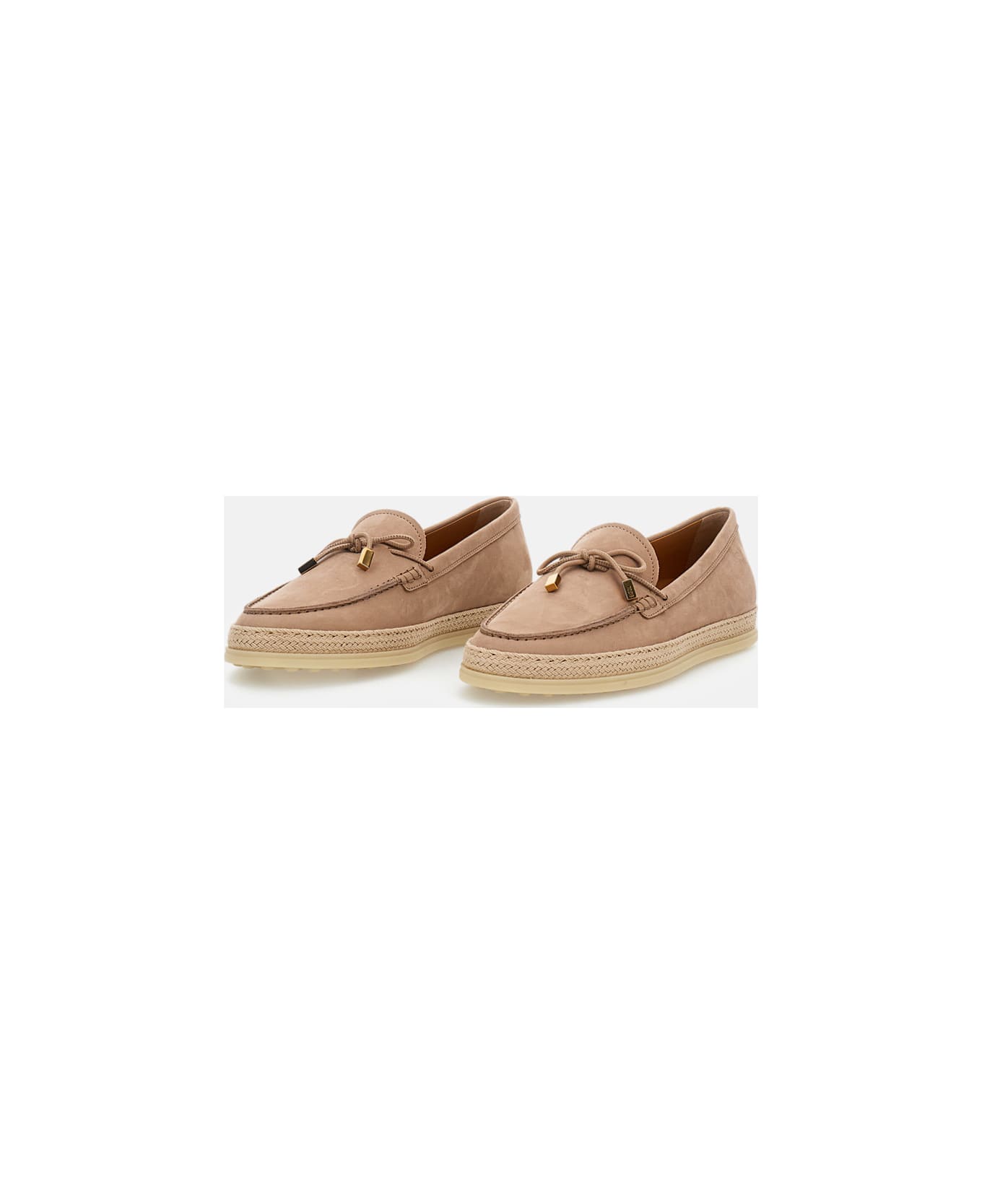 Tod's Leather And Raffia Loafer - Pink