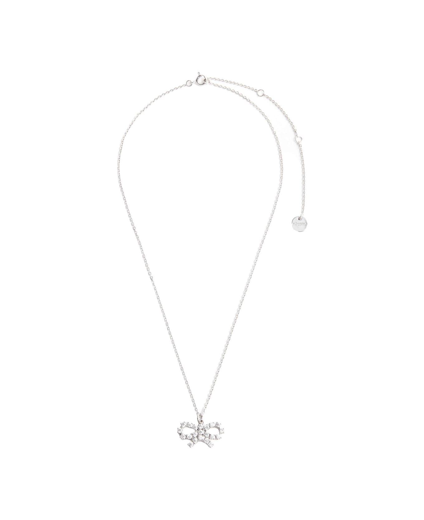 self-portrait Micro Crystal Bow Necklace - Metallic
