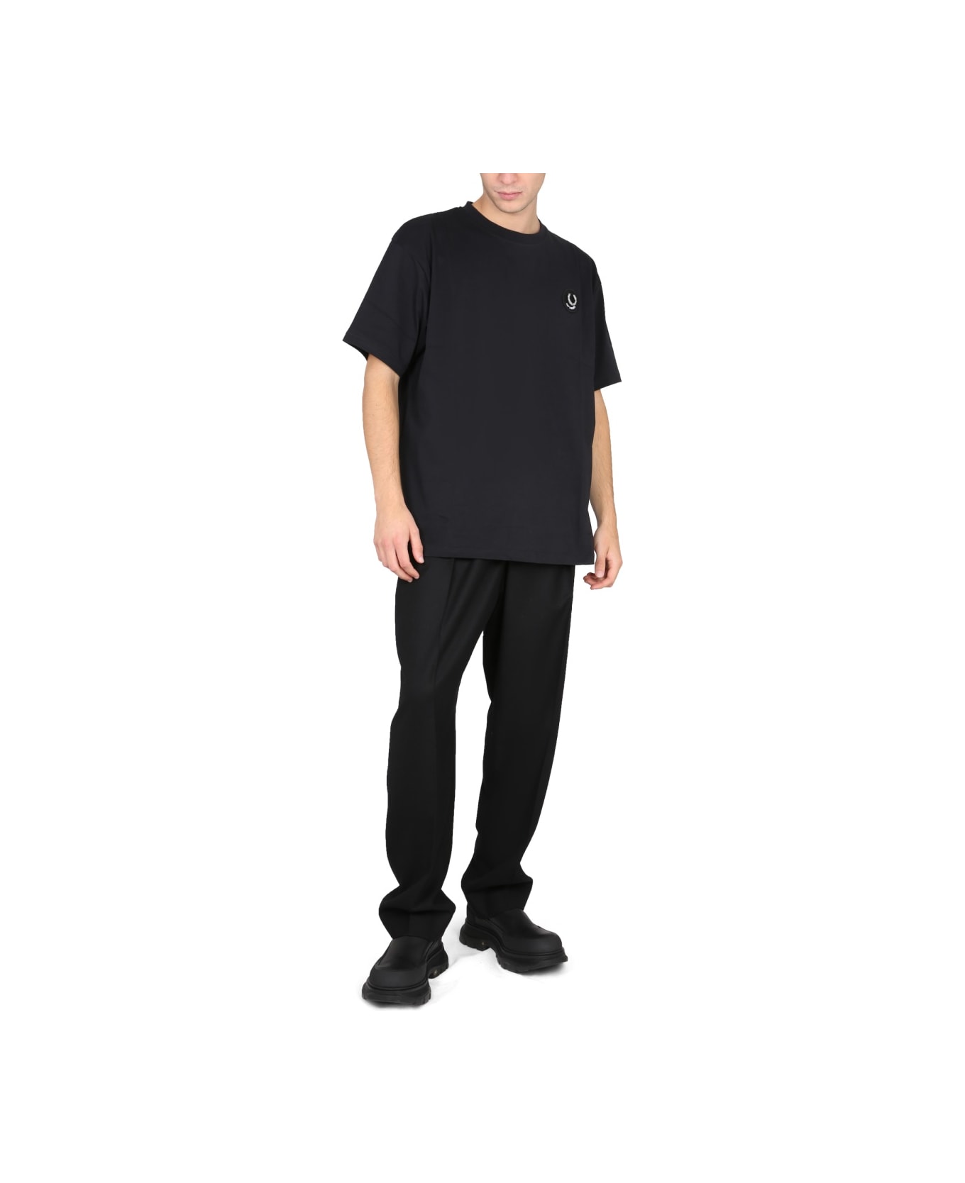 Fred Perry by Raf Simons Oversized Logo T-shirt - BLACK