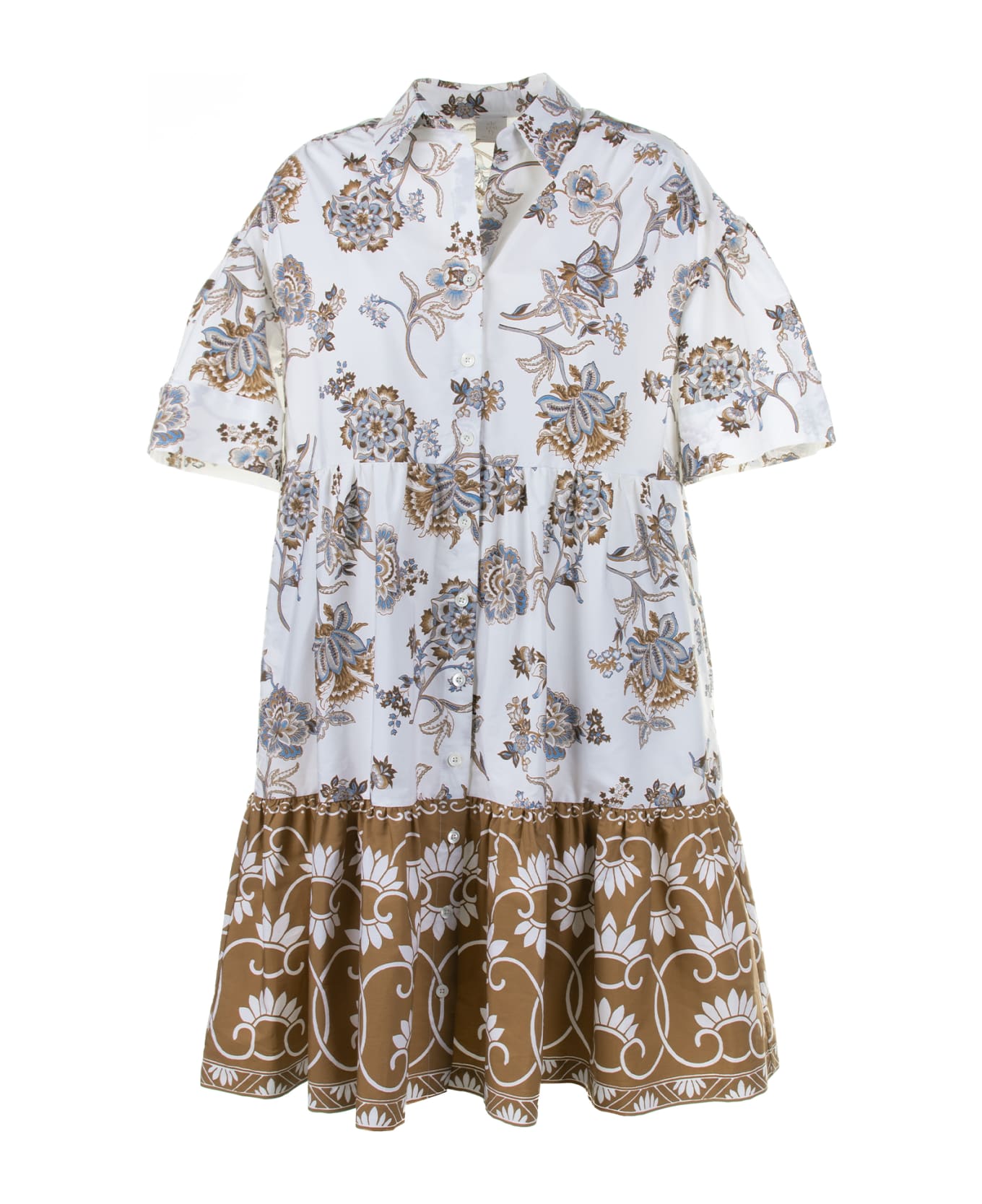 Eleventy Patterned Cotton Dress - FANTASIA ワンピース＆ドレス