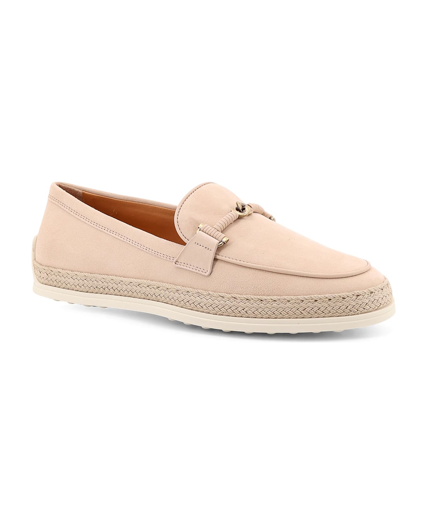 Tod's Suede Loafer With Metal Detail - Beige