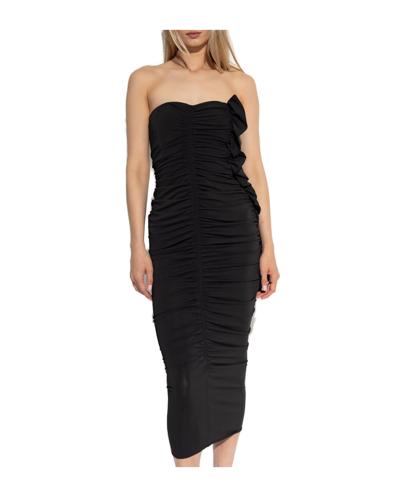 The Attico Ruched Midi Dresses - Black