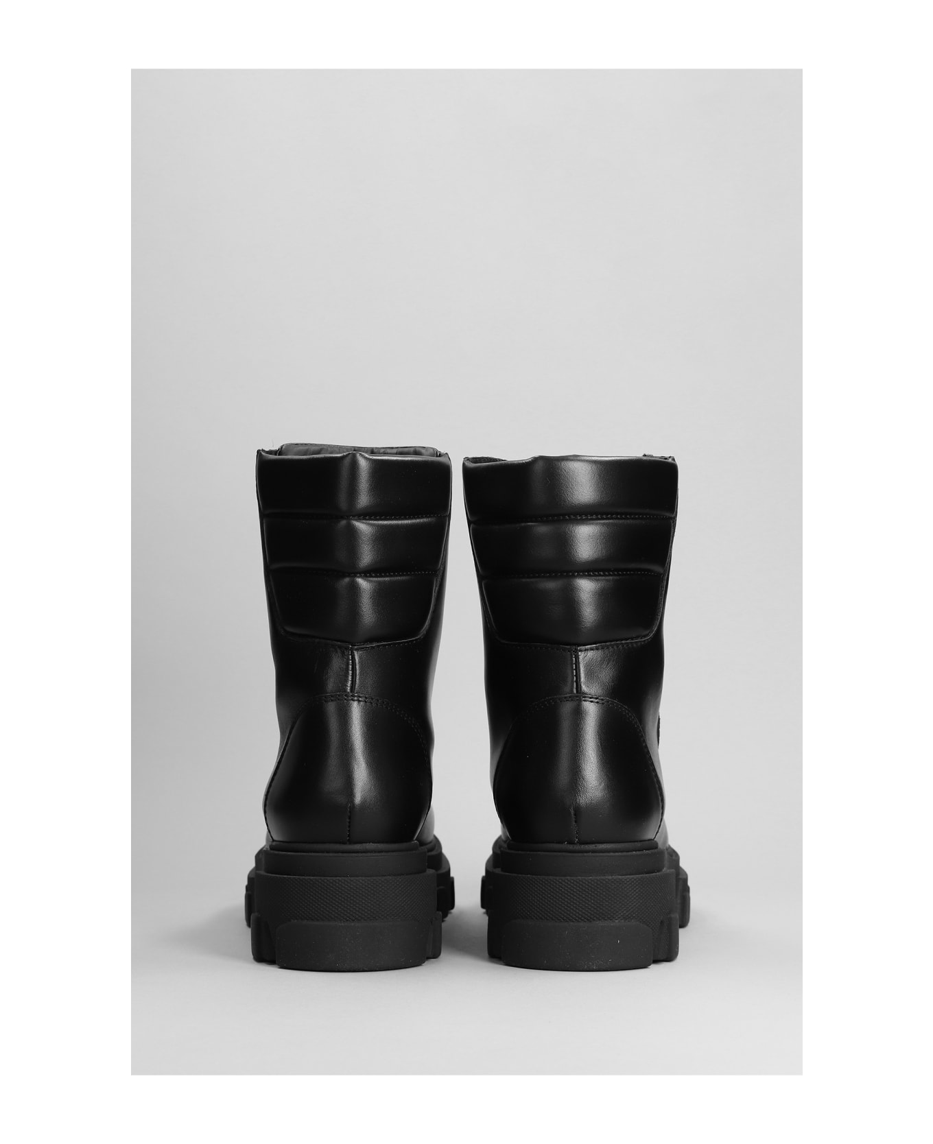 GIA BORGHINI Gia 35 Combat Boots In Black Leather - black