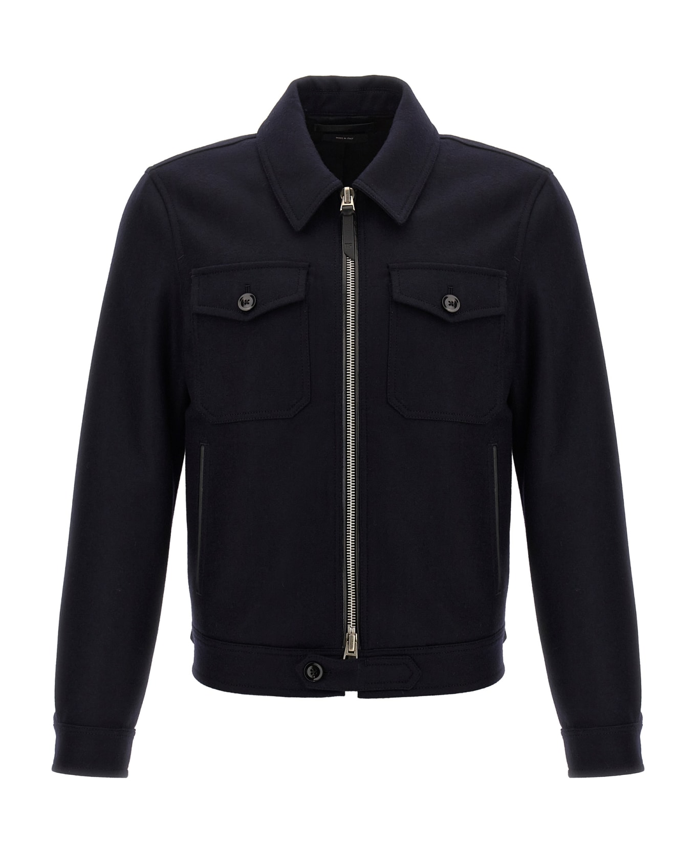 Tom Ford 'light Melton Officer' Jacket - BLUE