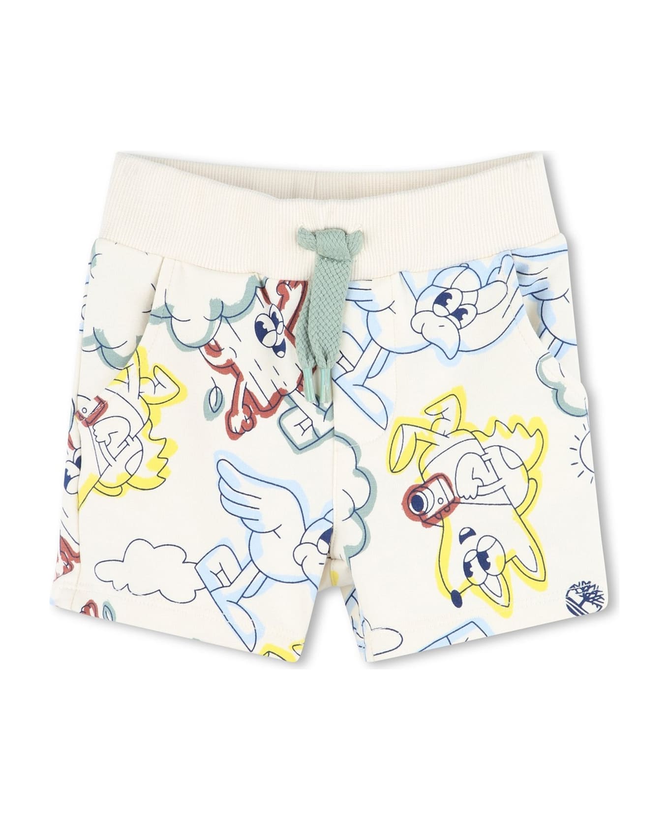 Timberland Ivory Shorts For Baby Boy With Print - Ivory