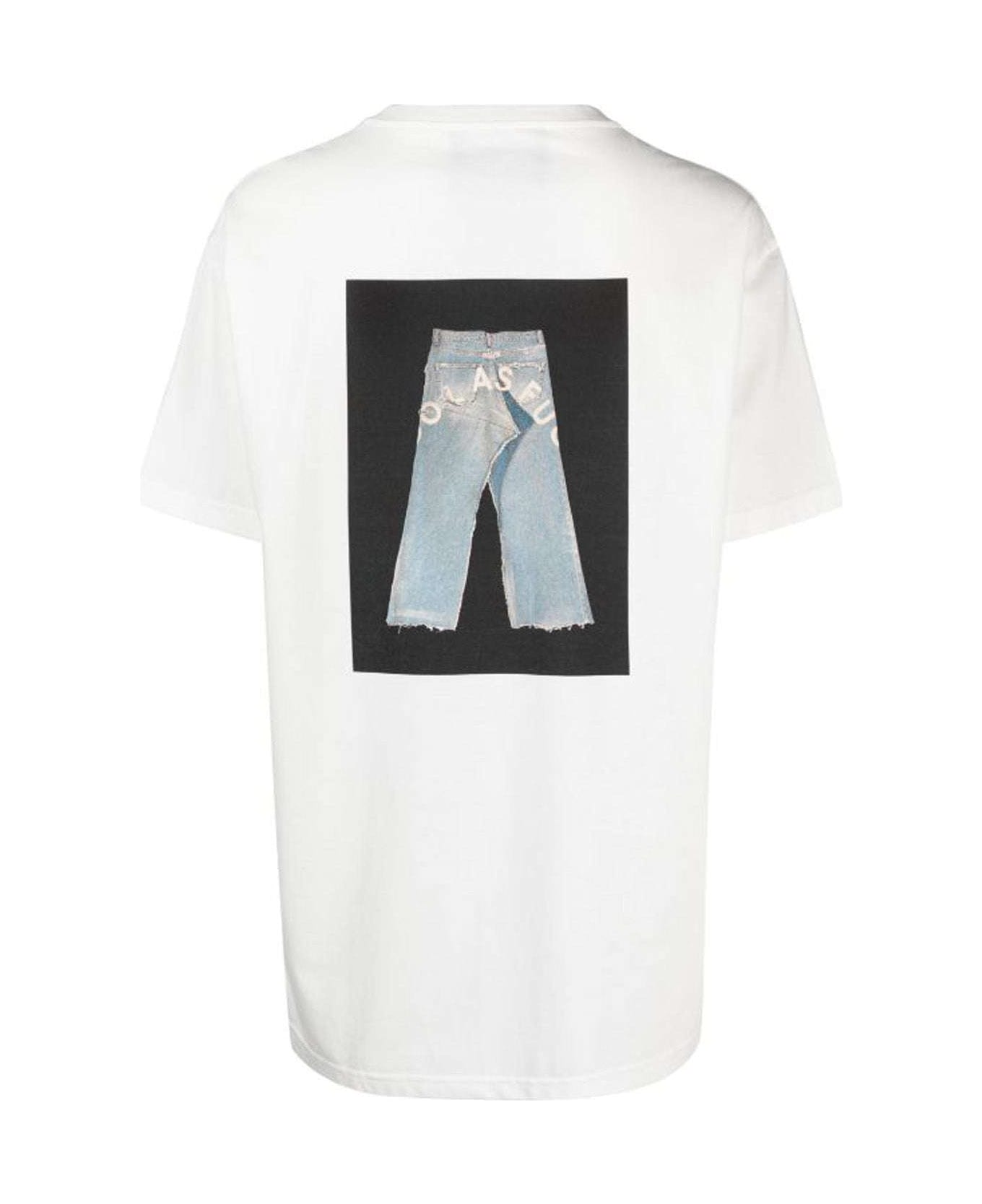 John Richmond Cotton T-shirt With Decorative Print Denim - Bianco