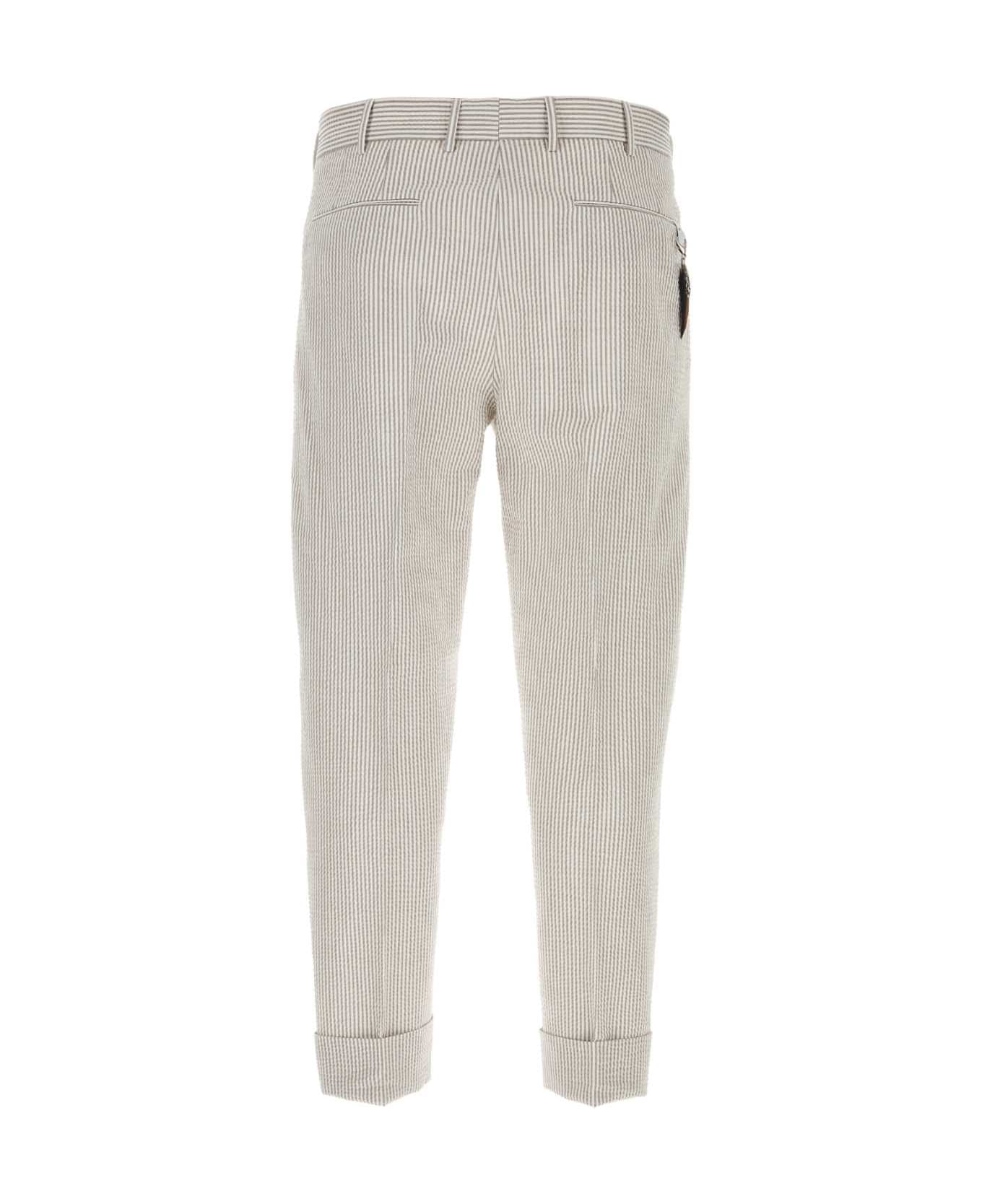 PT01 Embroidered Stretch Cotton Pant - MARRONEBIANCO