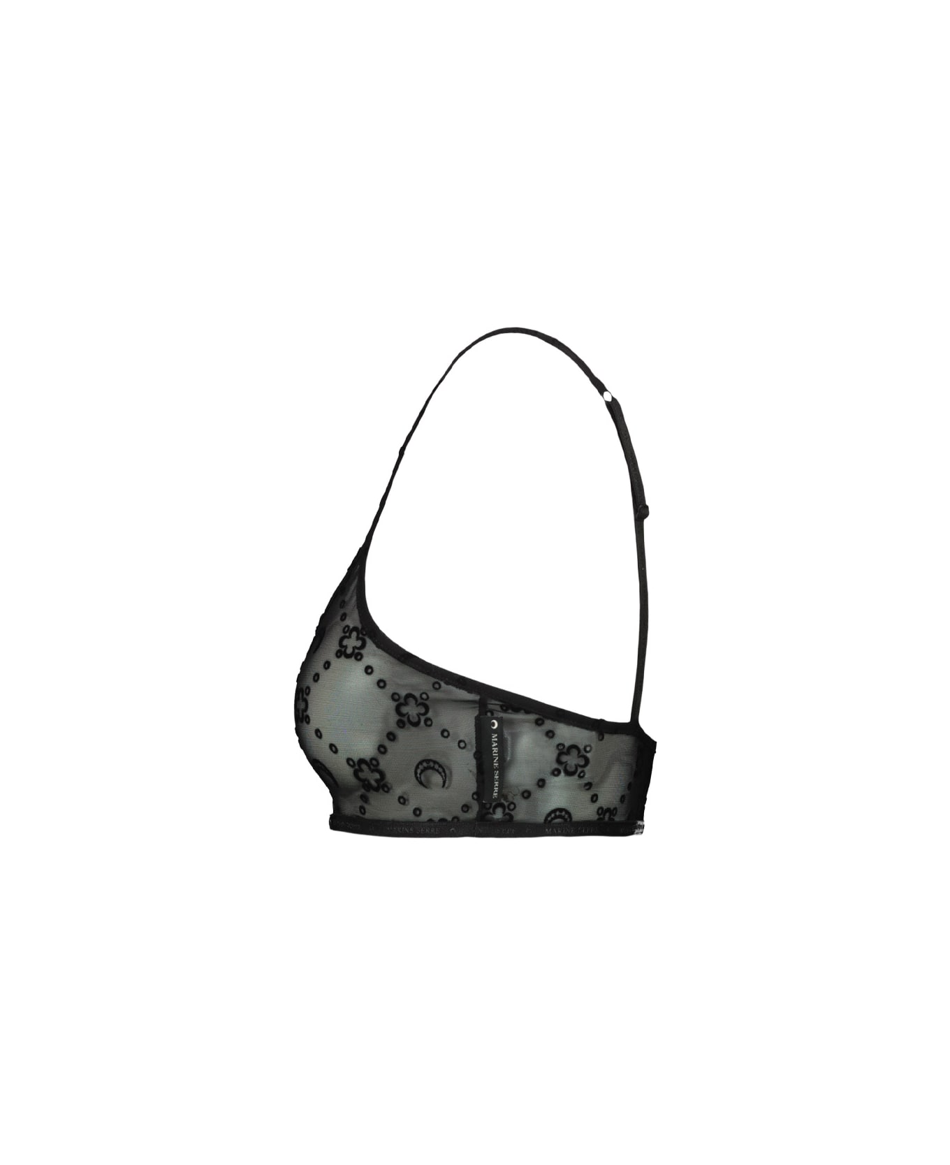 Marine Serre Recycled Mesh Flock Bralette - Black