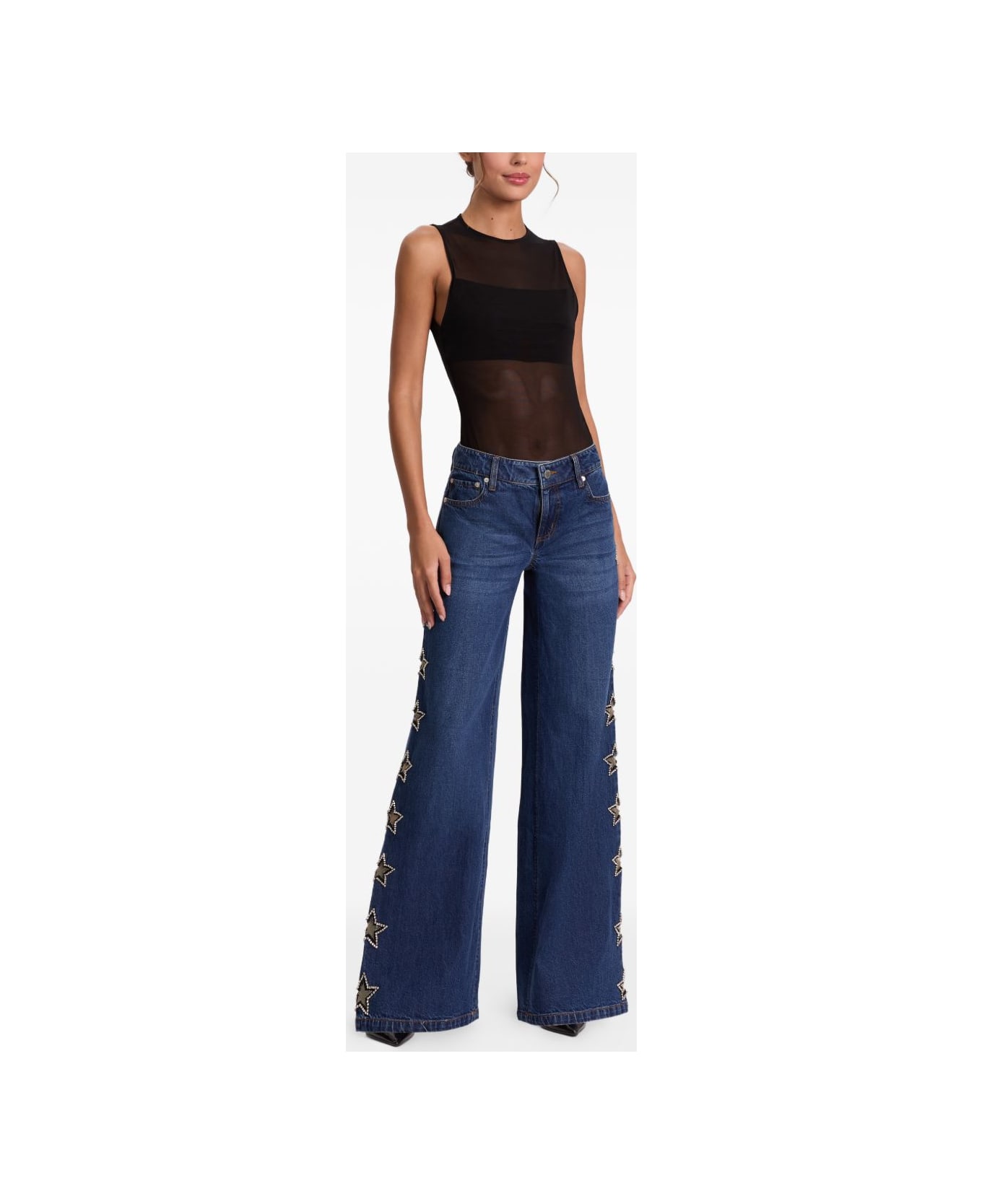 Alice + Olivia Embellished Baggy Jeans - Blue