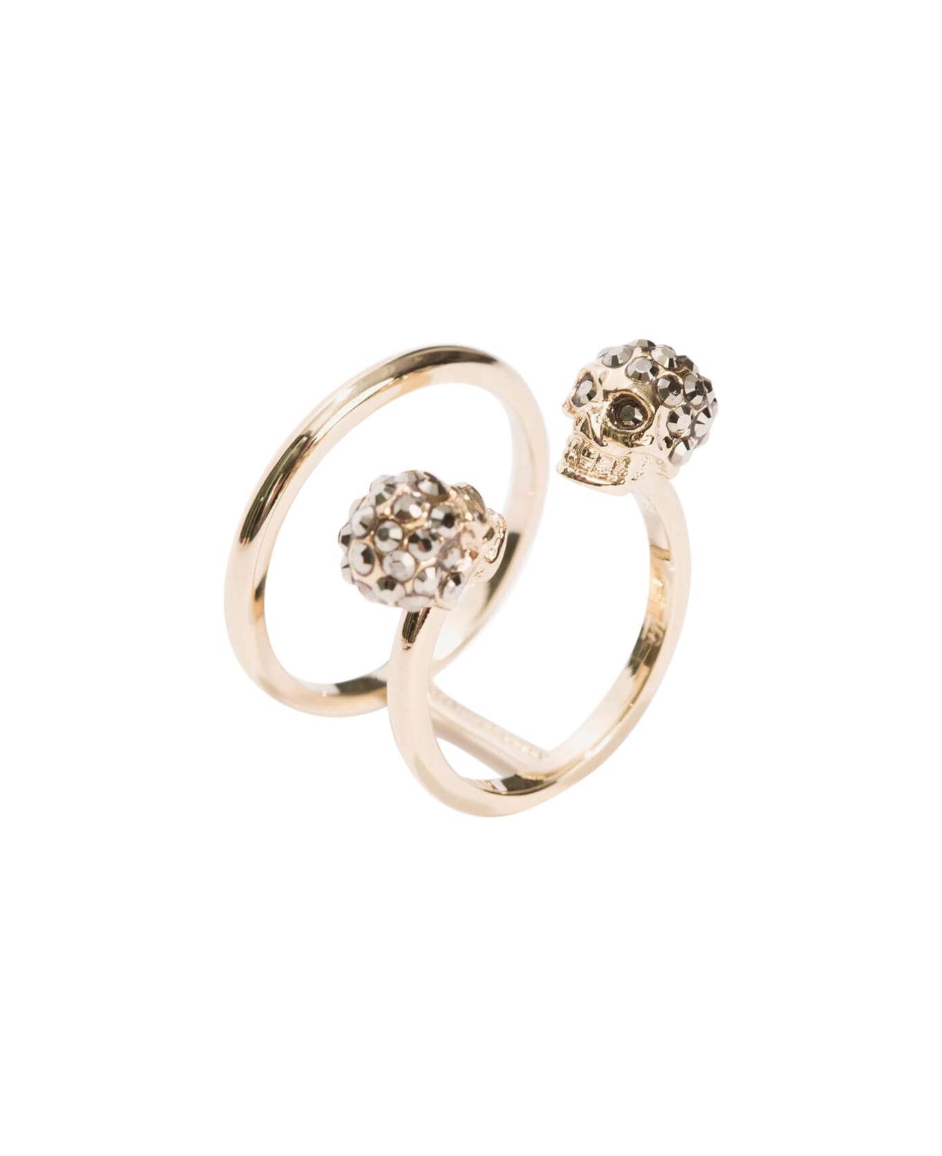 Alexander McQueen Anello Doppio Twin Skull