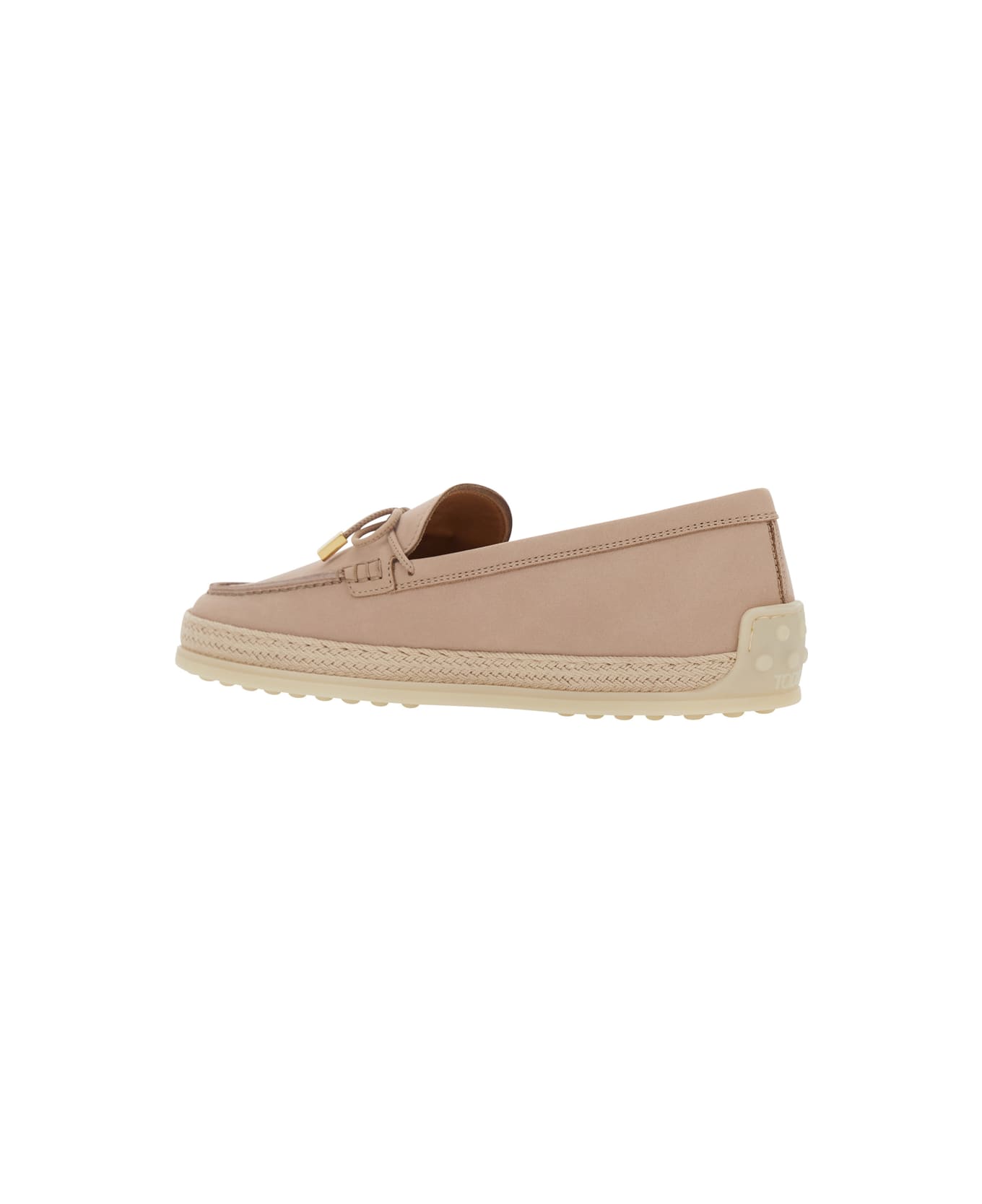 Tod's Pink Loafers With Bow Detail And Rope Tirm In Leather Woman - Pink