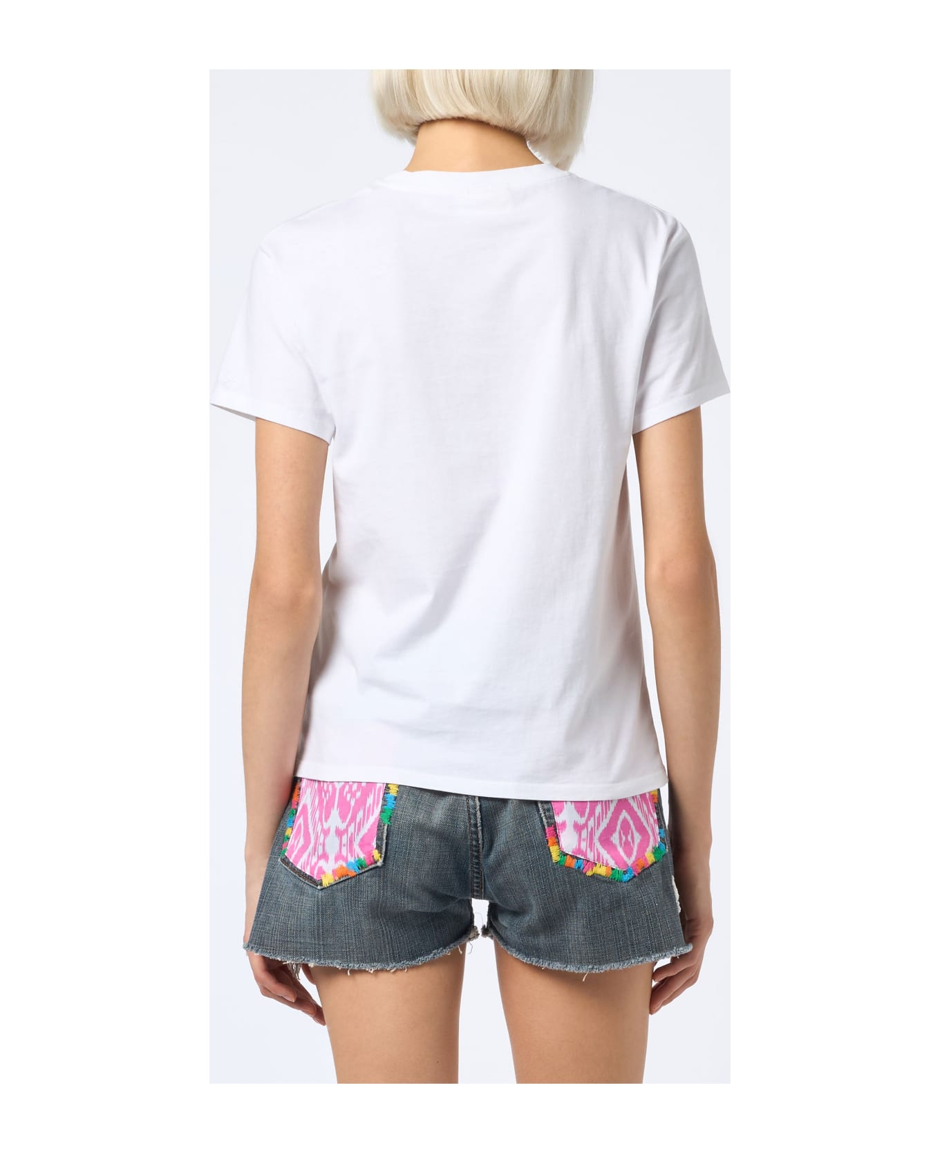 MC2 Saint Barth Woman Cotton Jersey Crewneck T-shirt Emilie With Stai Calma Lo Dici Al Mare Embroidery - WHITE