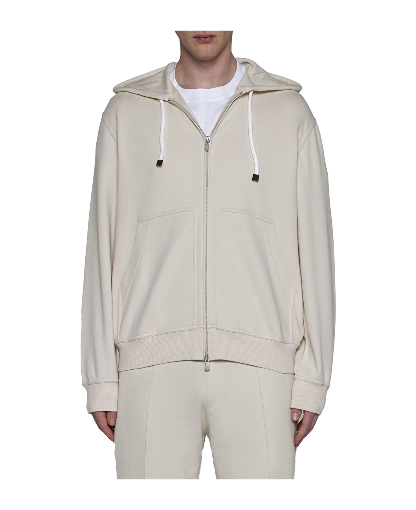 Brunello Cucinelli Zip-front Hooded Sweatshirt - Oat ニットウェア