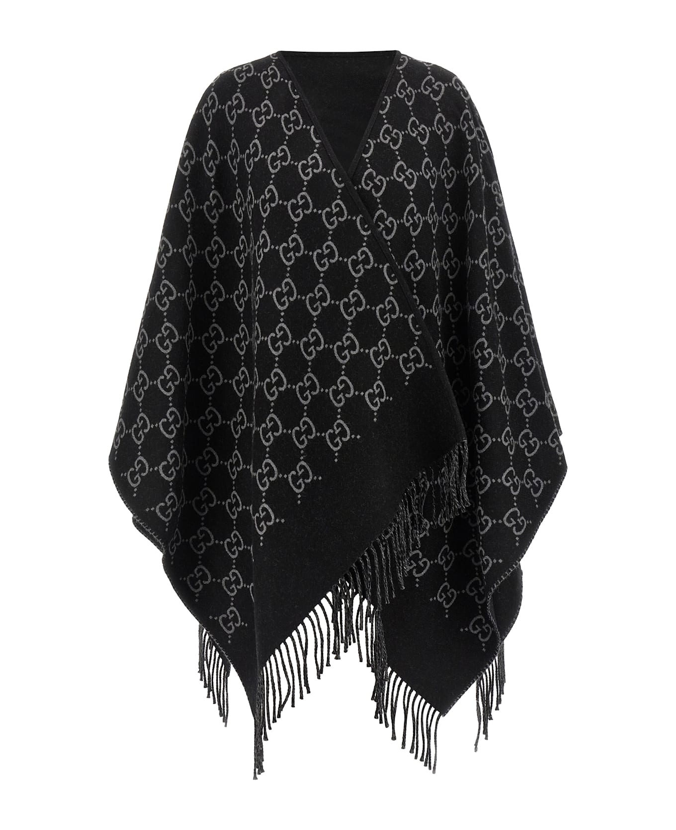 Gucci Gg Wool Cape - Black  
