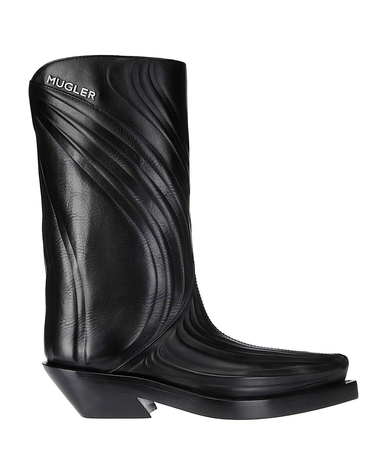 Mugler Embossed Santiag Boot - CALFSKIN BLACK