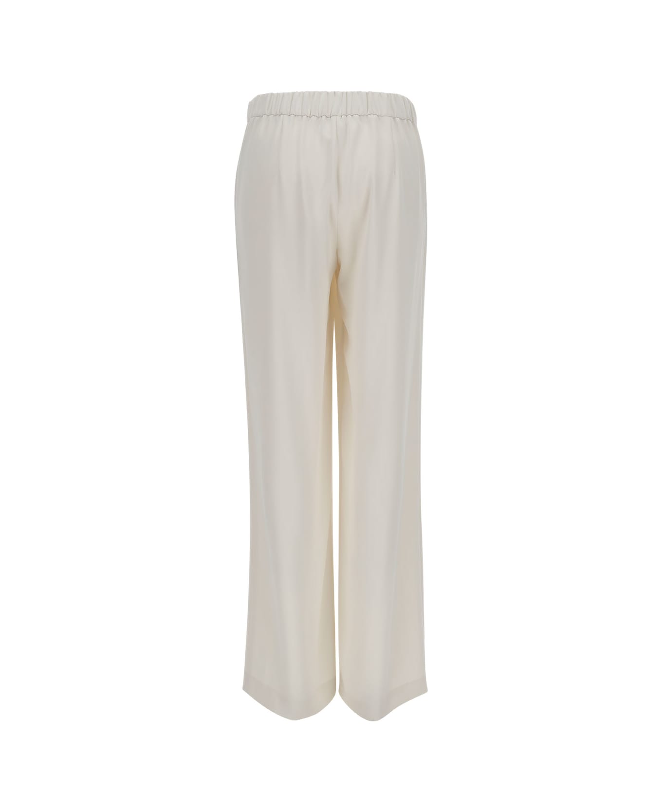 Parosh White Loose Pants With Waist-band In Polyamide Woman - BIANCO ボトムス
