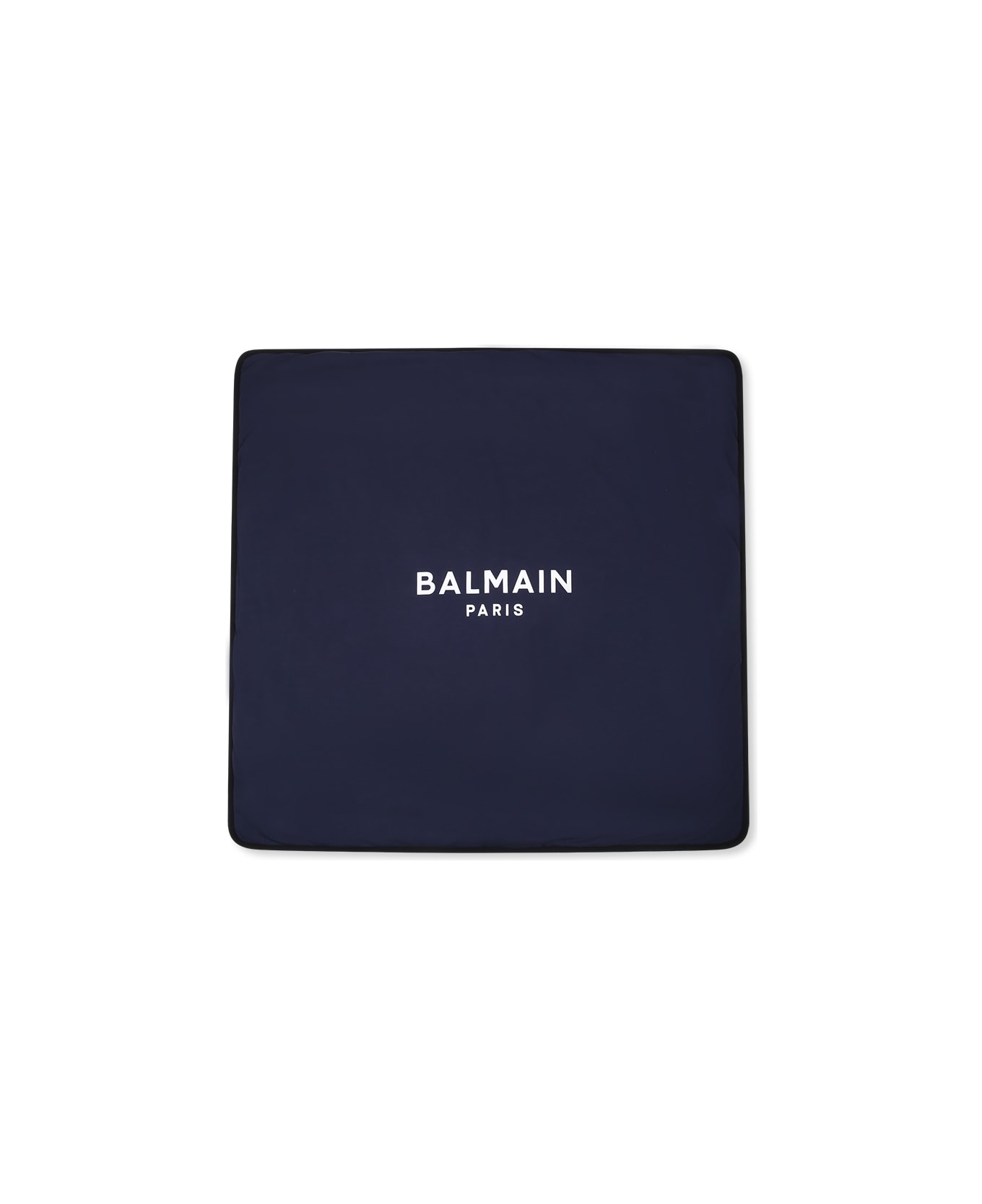 Balmain Blue Blanket For Babykids With Logo - Blu/bianco