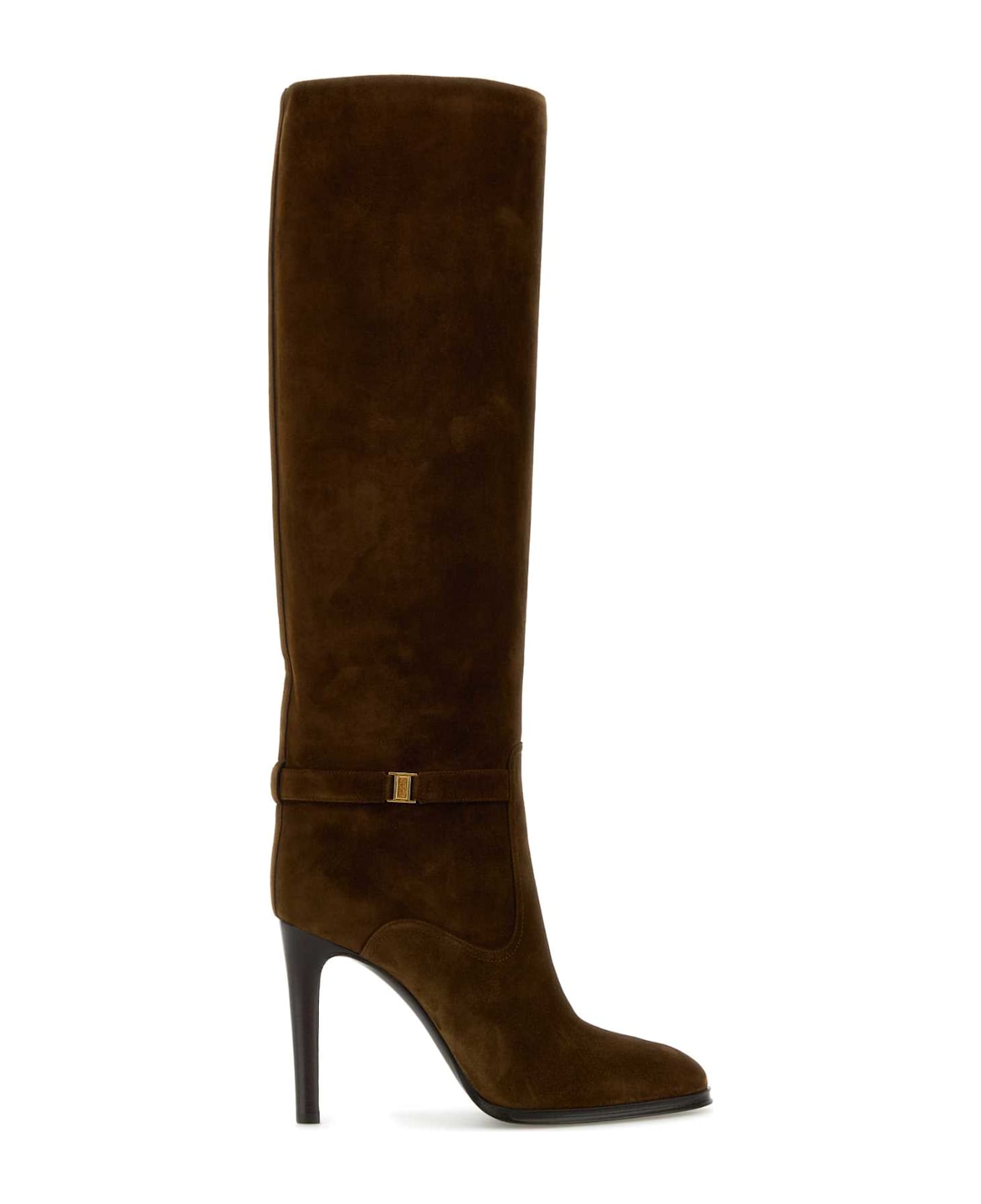 Saint Laurent Caramel Suede Diane Boots - LAND