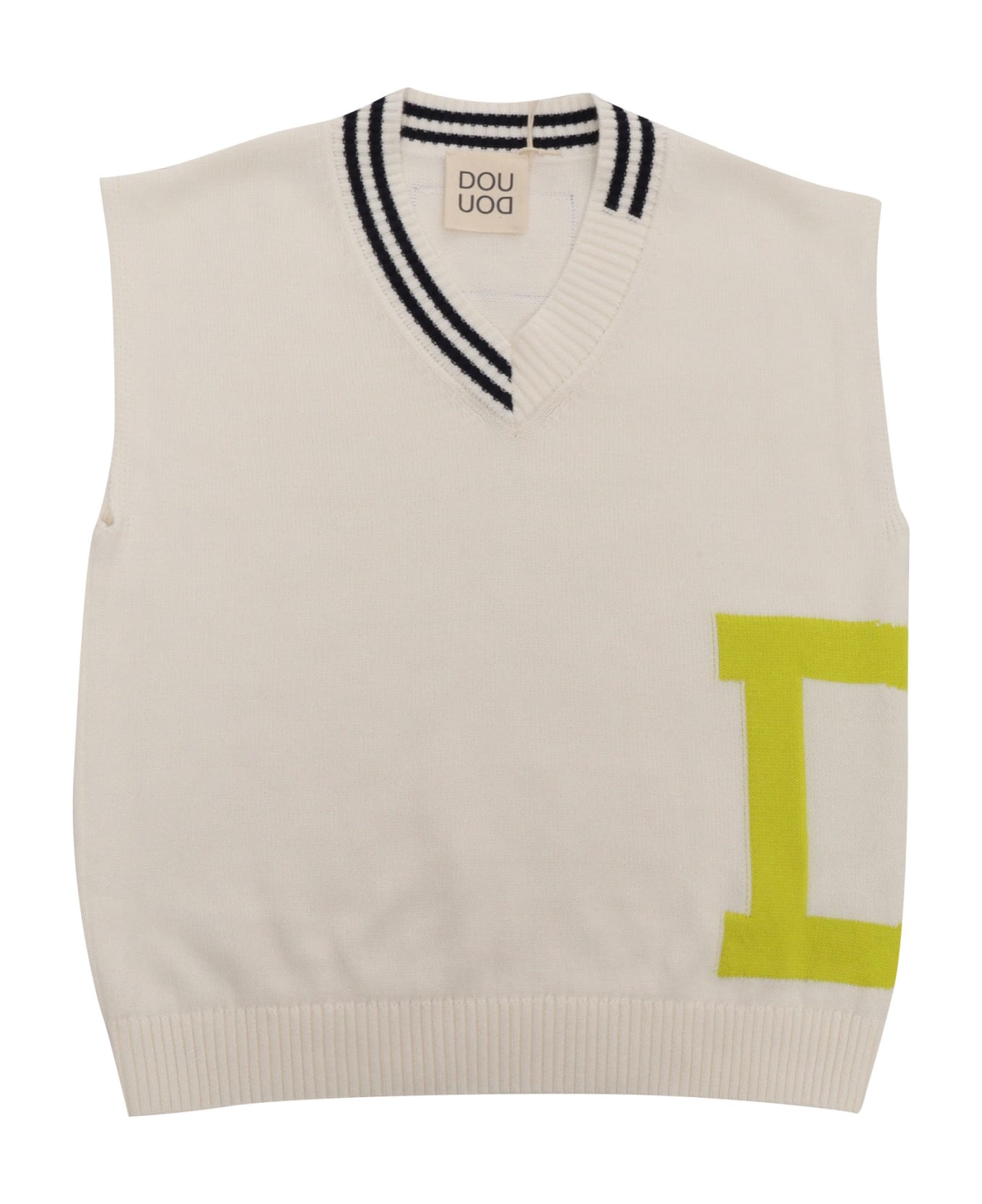 Douuod Knitted Vest - WHITE ニットウェア＆スウェットシャツ