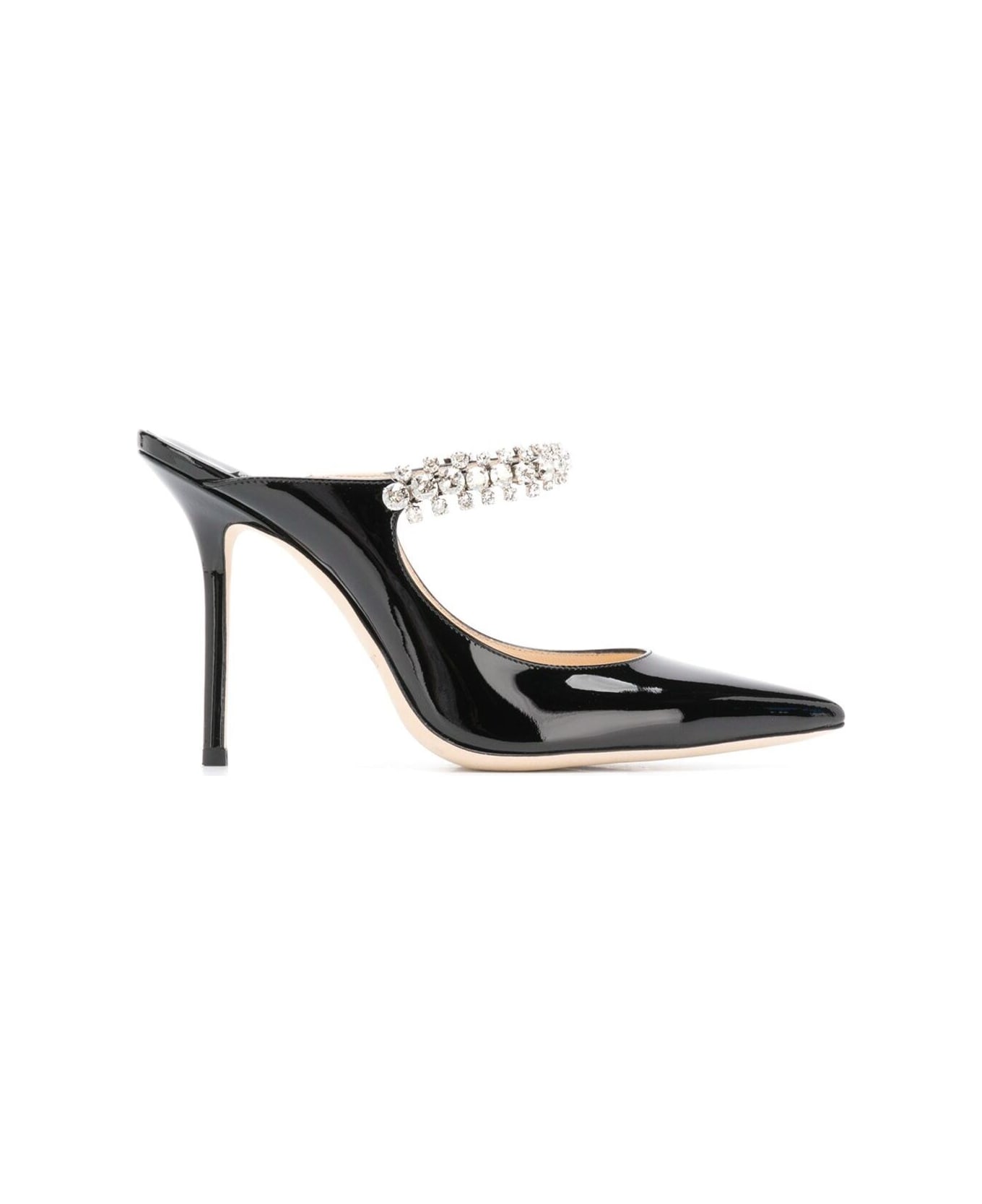 Jimmy Choo Black Pumps With Crystal Strap In Patent Leather Woman - Black