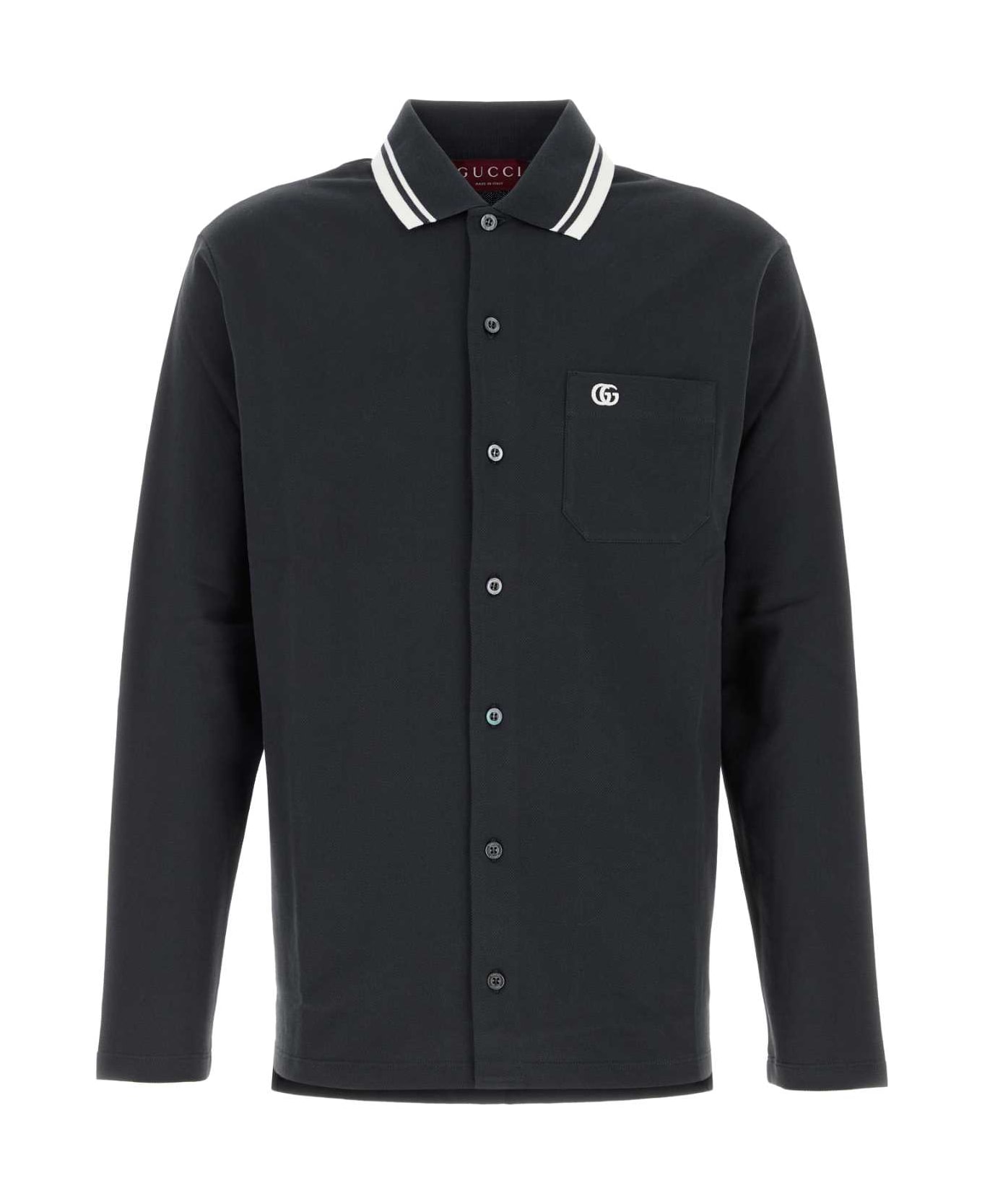Gucci Dark Grey Stretch Piquet Shirt - DARKGREY