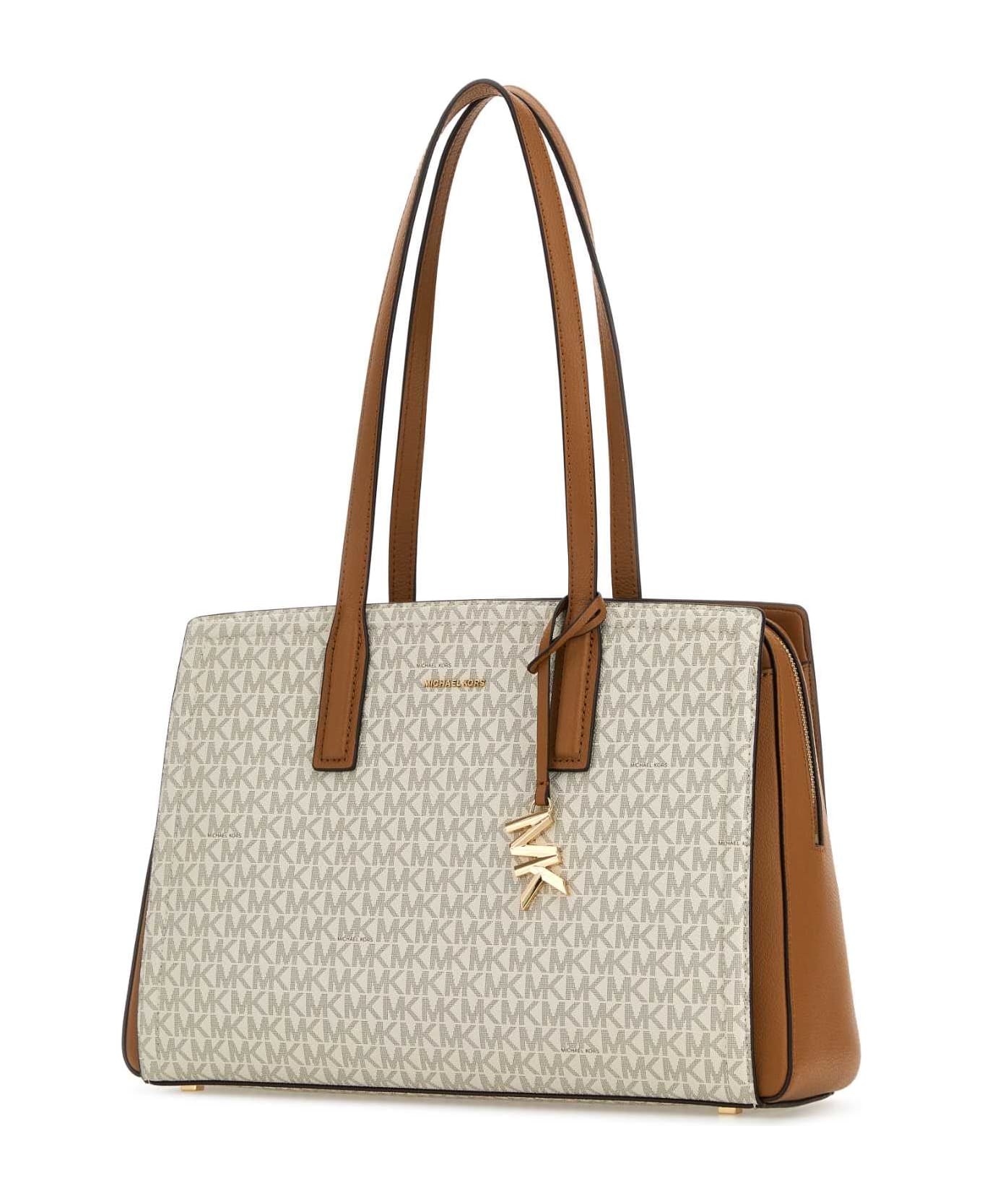 Michael Kors Printed Canvas Medium Laila Shopping Bag - VANILLAACRN