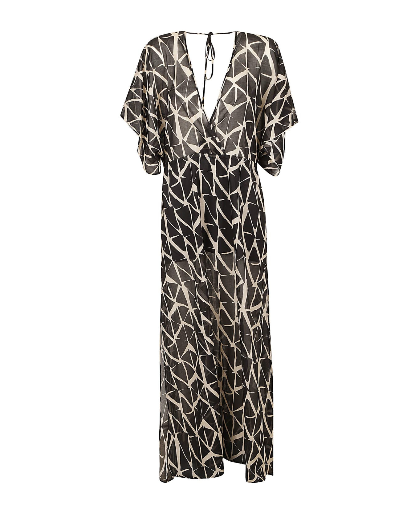 Lorena Antoniazzi V-neck Pattern Printed Dress - HWHITE/BLK