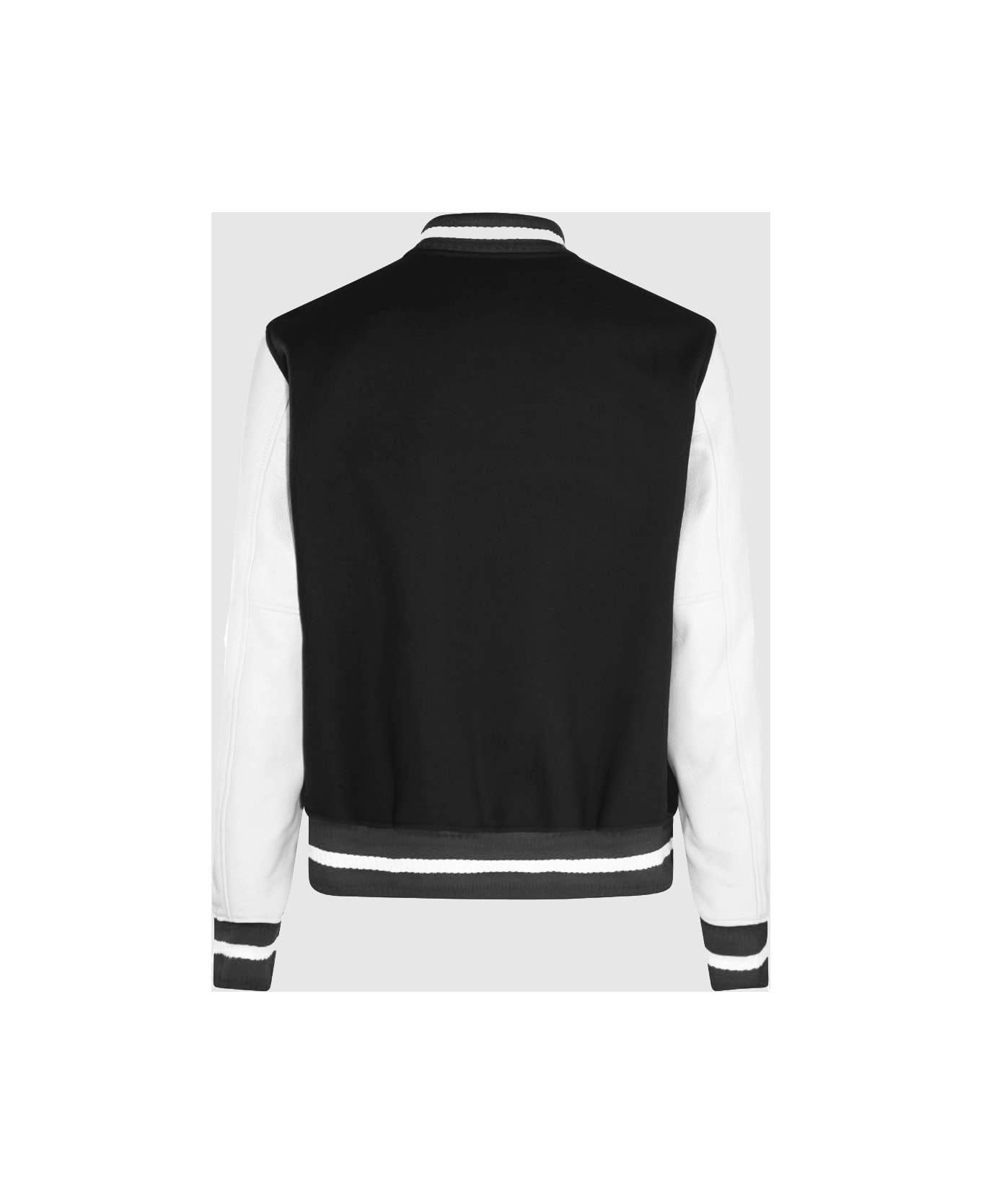 Givenchy Black Wool And White Faux Leather Casual Jacket - Black