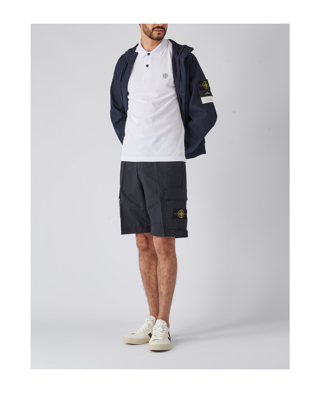 Stone Island Compass-patch Short-sleeved Polo Shirt - BIANCO シャツ