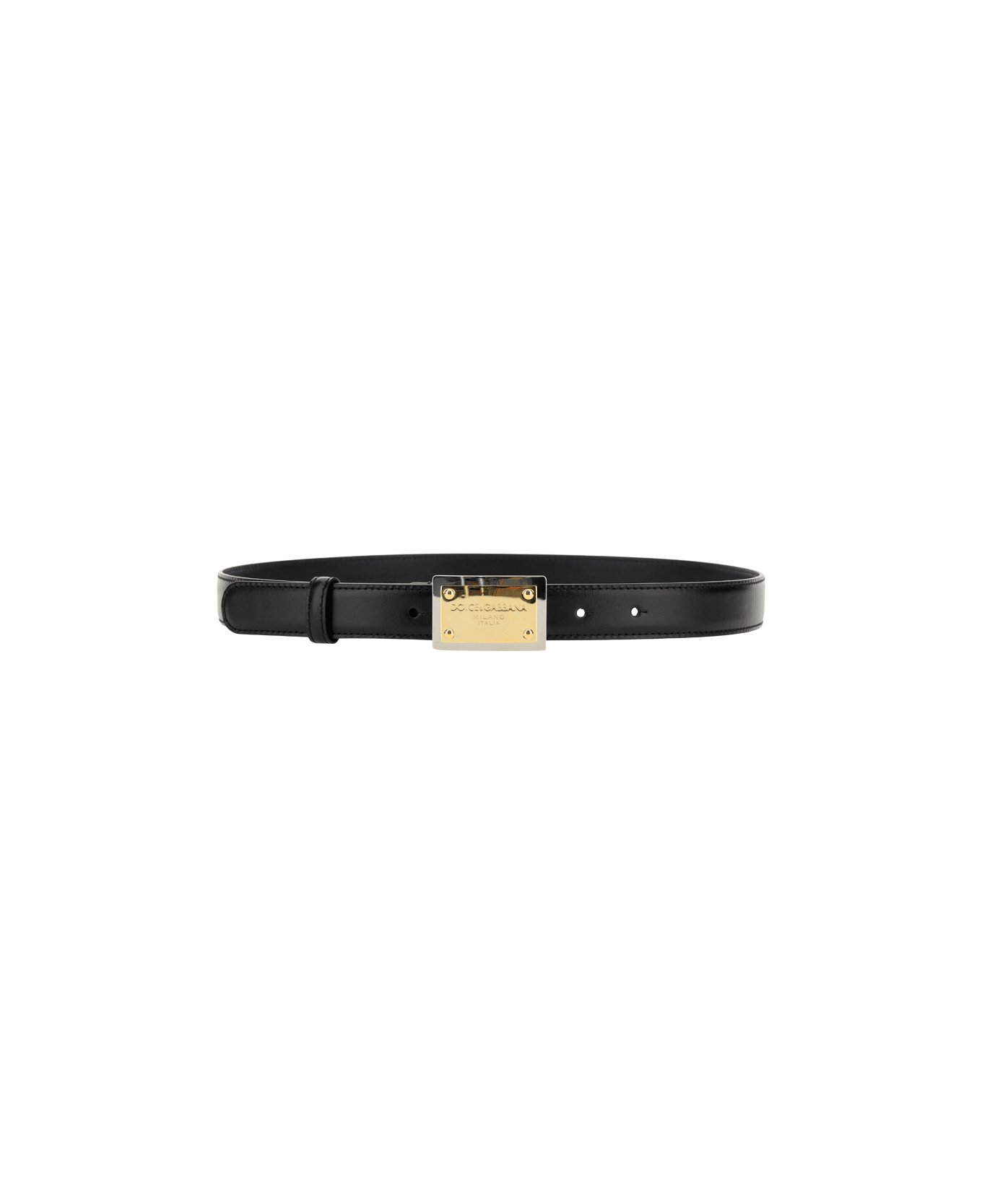 Dolce & Gabbana Leather Belt With Logo - Nero ベルト