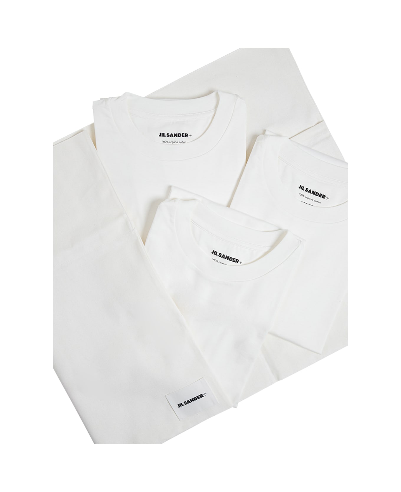 Jil Sander White T-shirt Three-pack In Cotton With Logo Patch At The Bottom Man - White