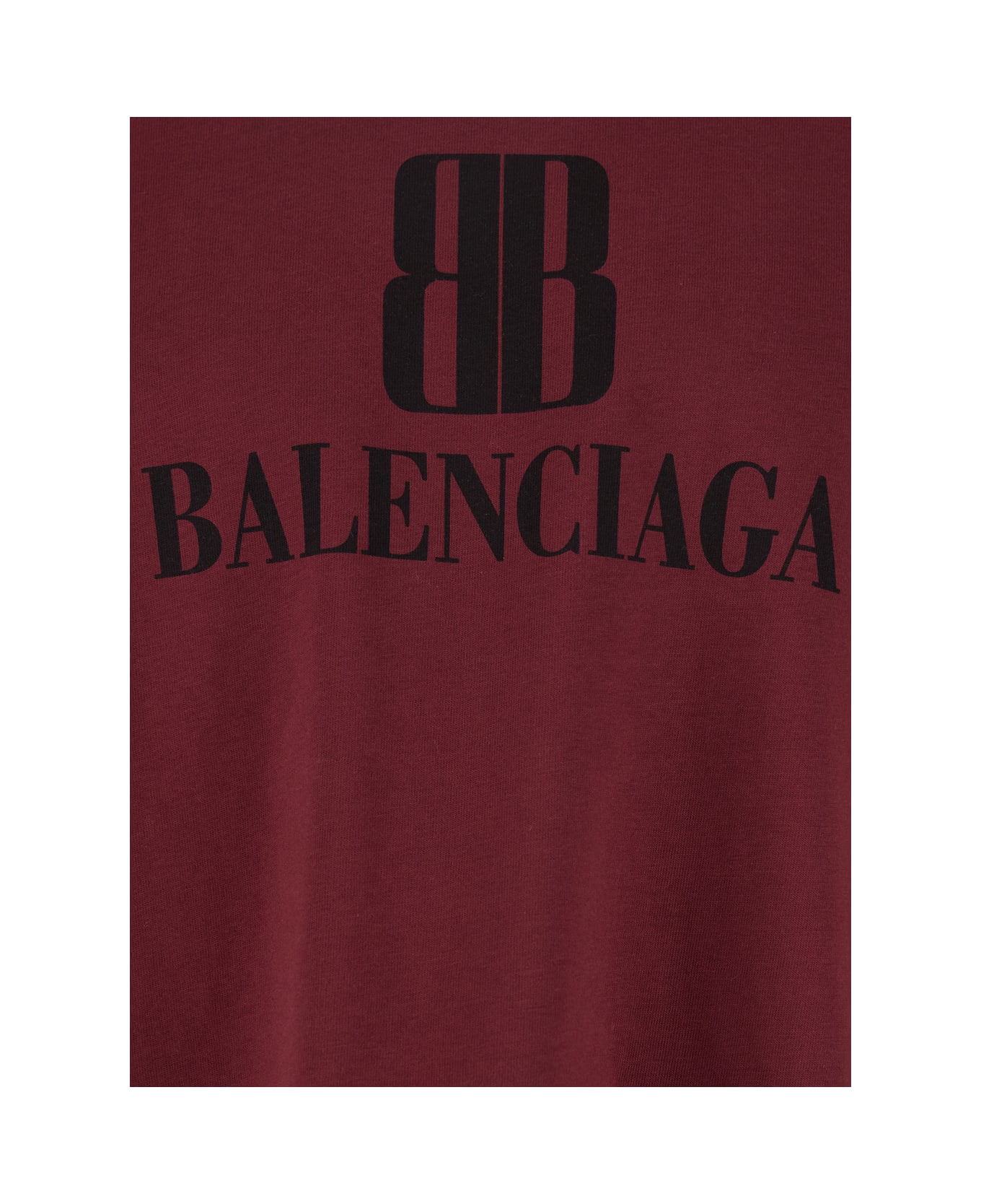 Balenciaga Bordeaux Crewneck T-shirt With Logo Print On The Front In Cotton Man - Bordeaux