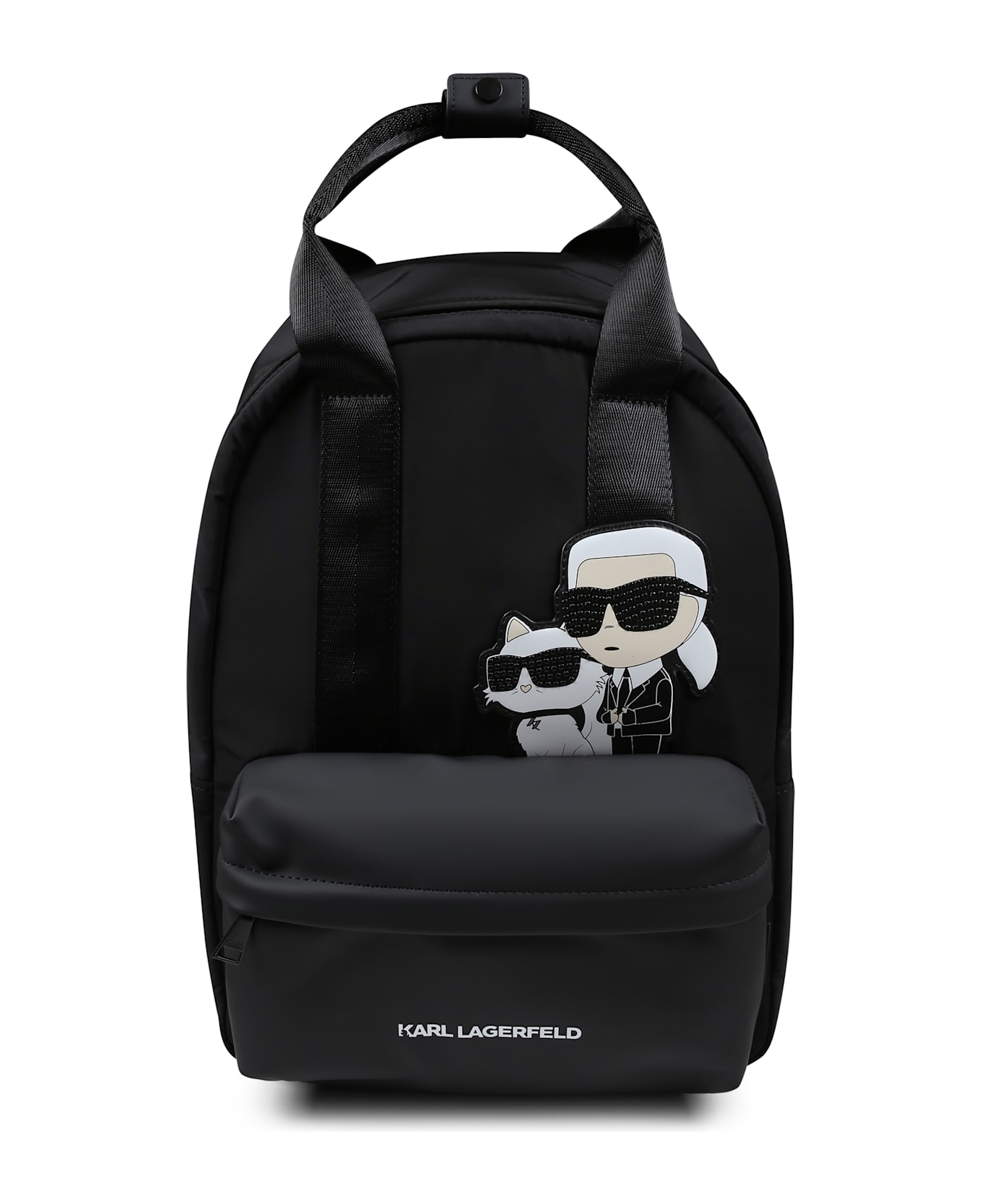 Karl Lagerfeld Kids Black Backpack For Kids With Choupette And Karl Lagerfeld - Black