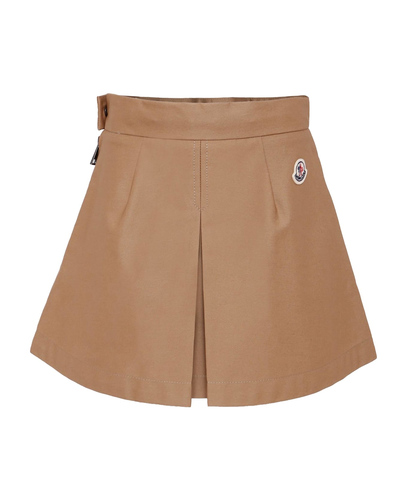 Moncler Beige Skirt For Girl With Logo - Beige