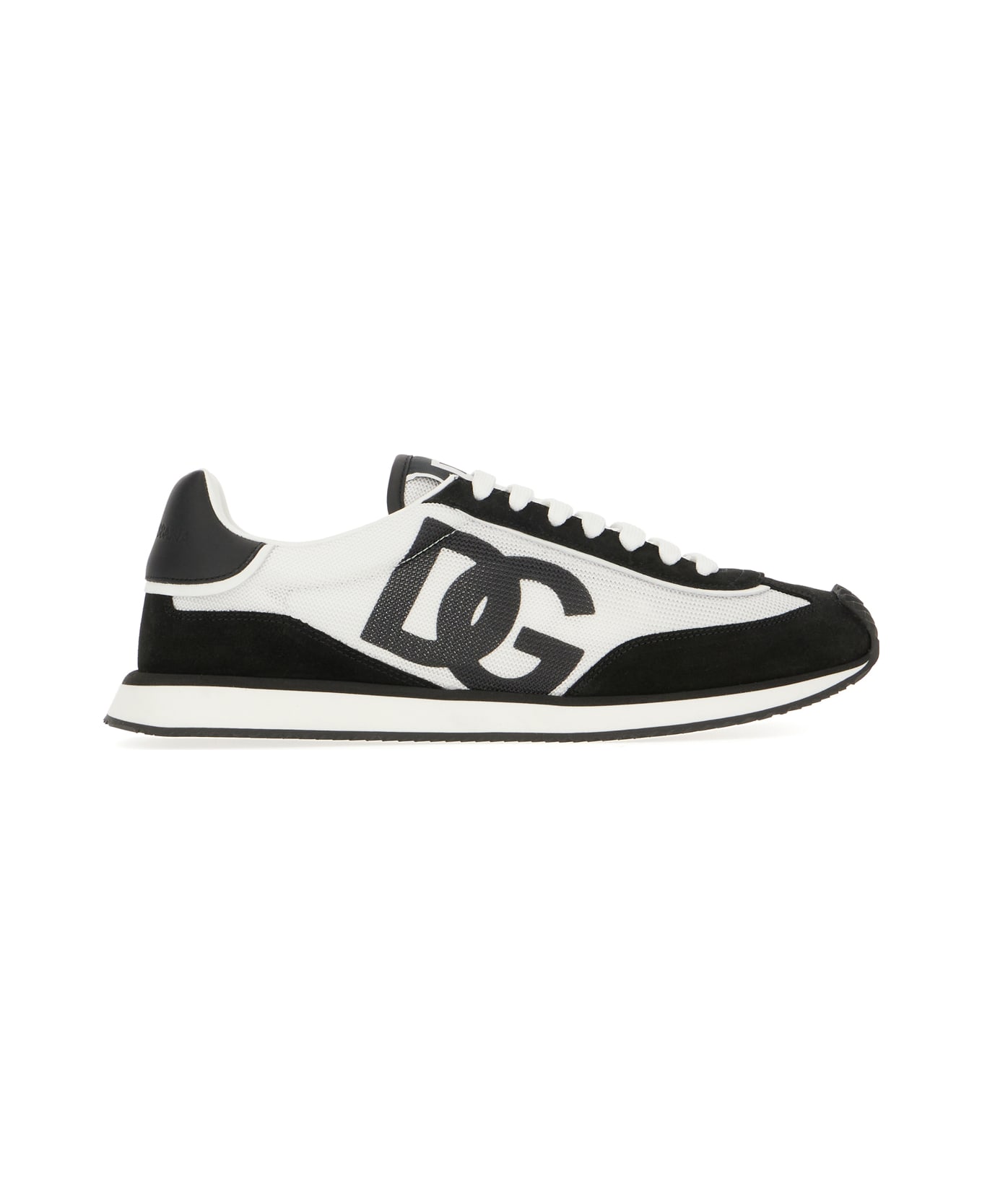 Dolce & Gabbana Two-tone Suede And Mesh Dg Aria Sneakers - WHITE BLACK