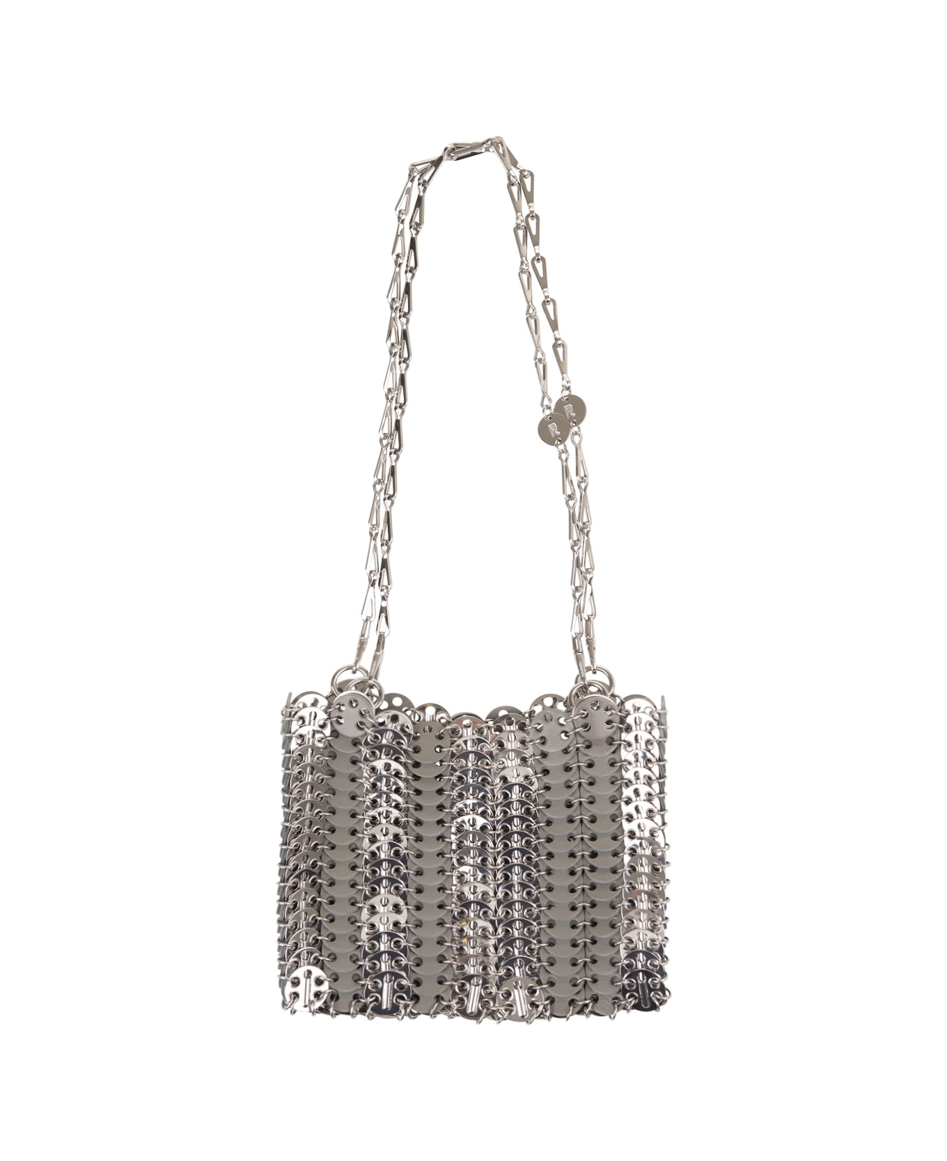 Paco Rabanne Grey 1969 Square Bag In Metal And Leather Mix - Grey