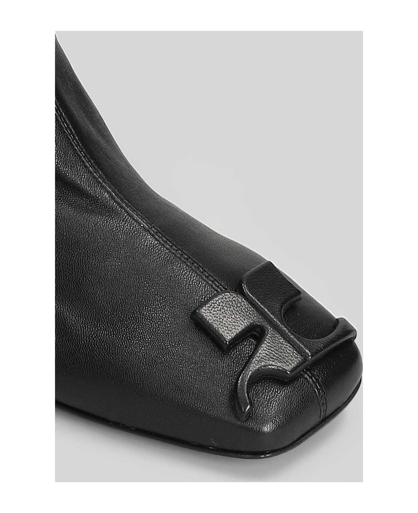 Courrèges High Heels Ankle Boots In Black Leather - black