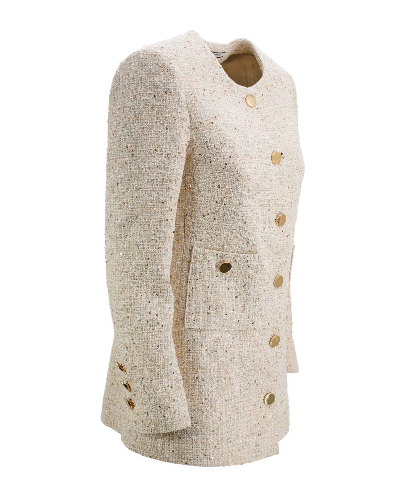 Tagliatore Medium-length Coat With Sequins - Cream カーディガン
