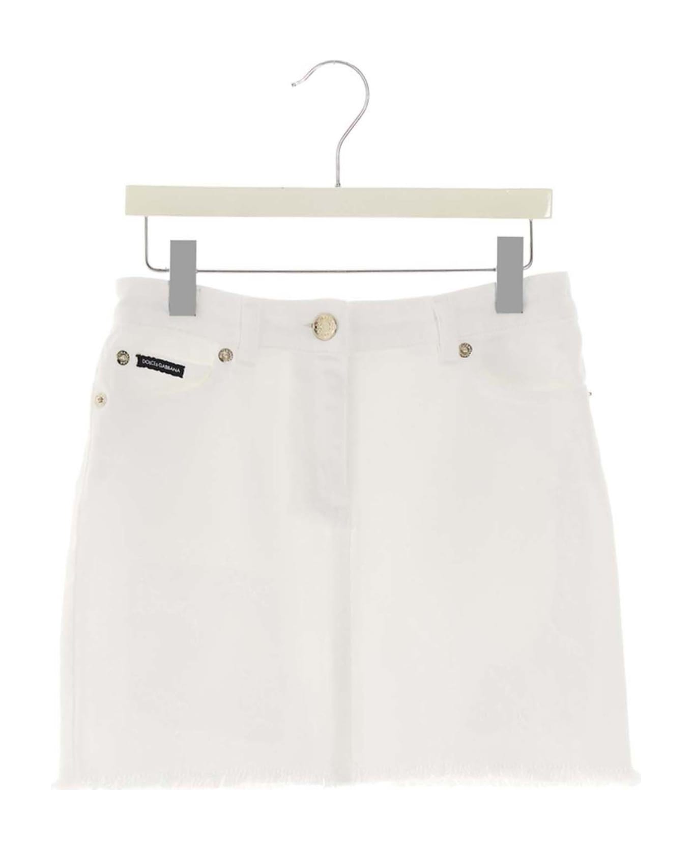 Dolce & Gabbana Logo Denim Skirt - White