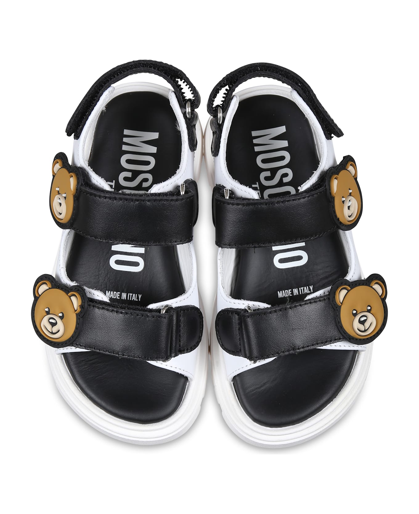 Moschino White Slippers For Kids With Teddy Bear - Multicolor