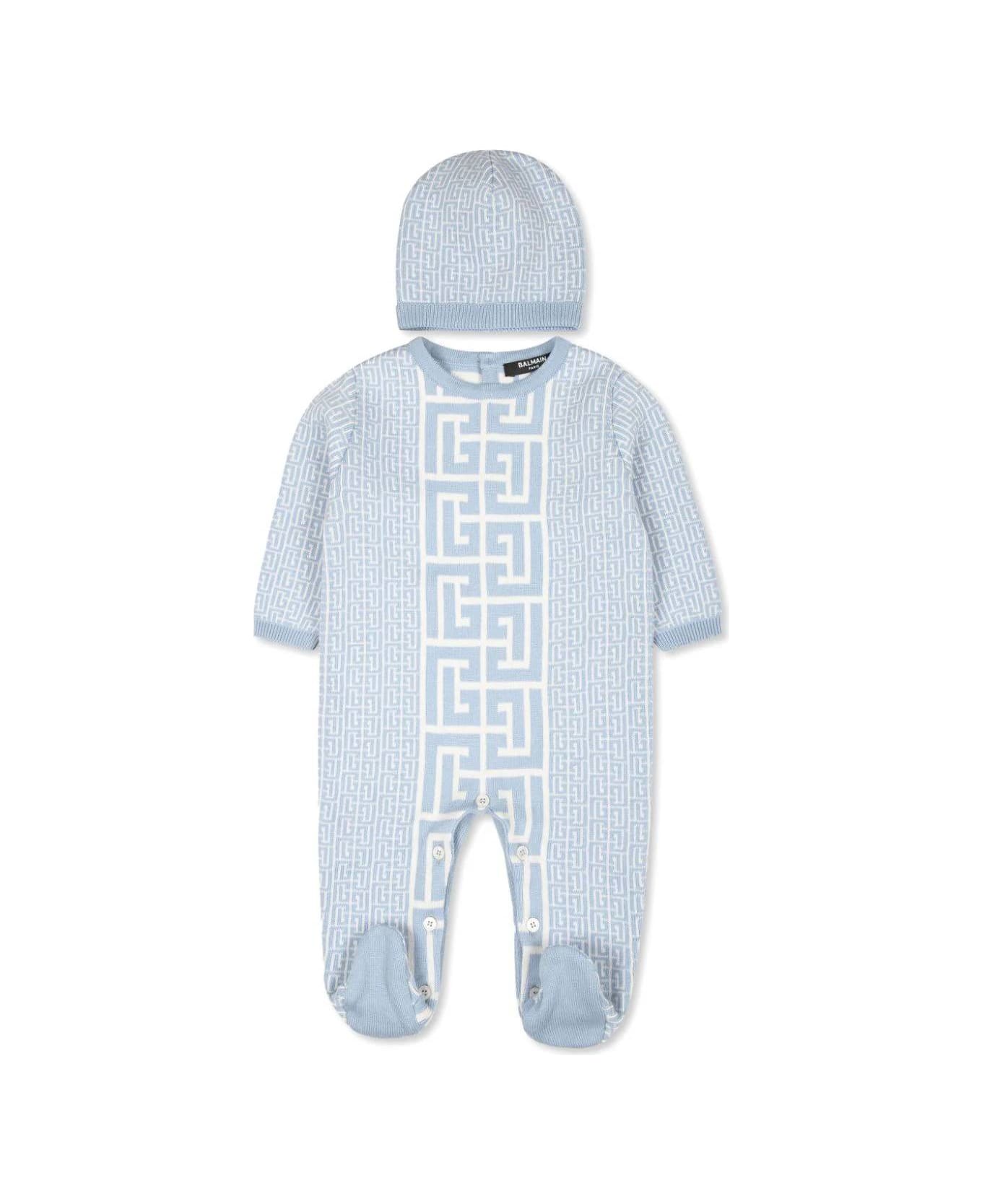 Balmain Set Tutina Con Stampa - Light blue