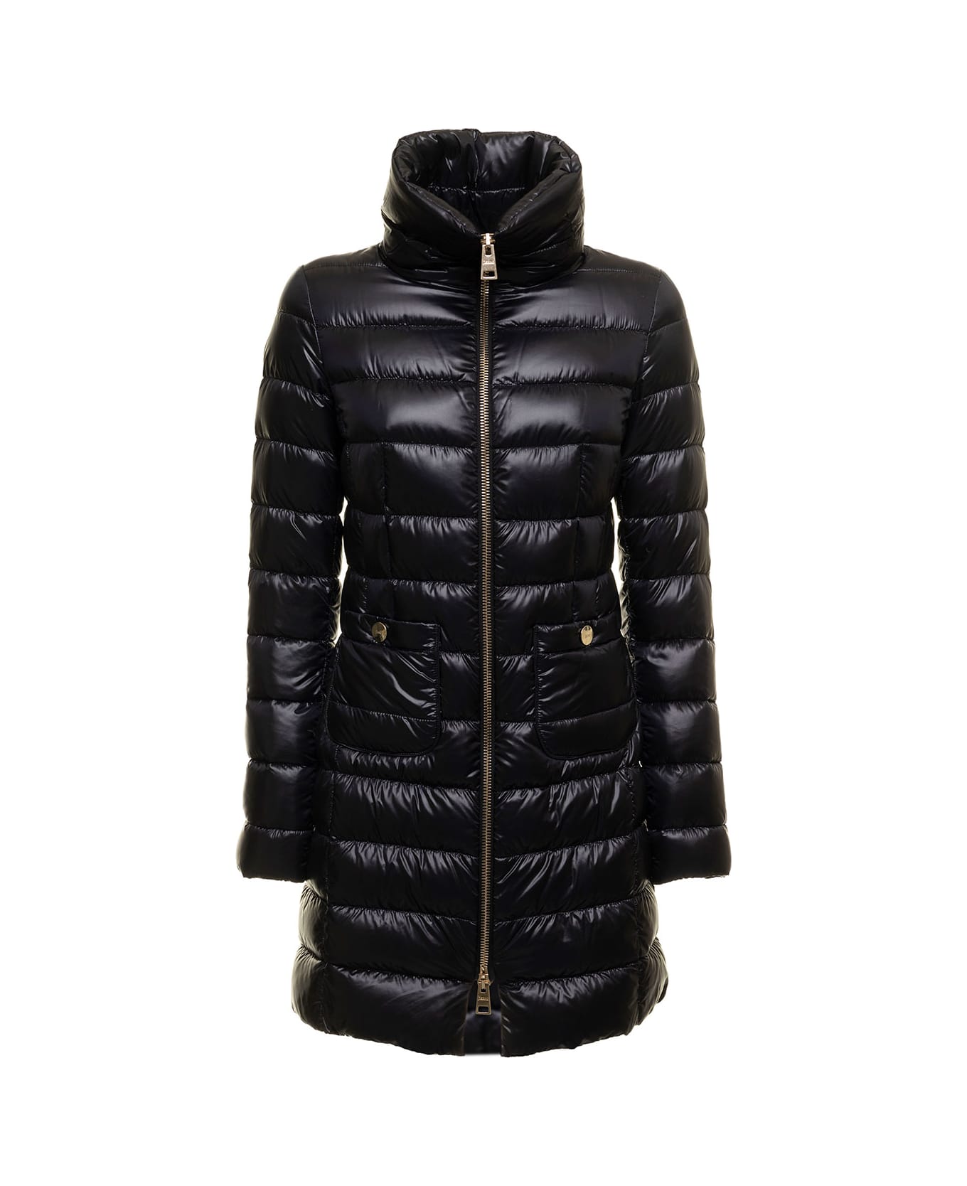 Herno Woman
s Maria Black Quilted Nylon Long Down Jacket - Black