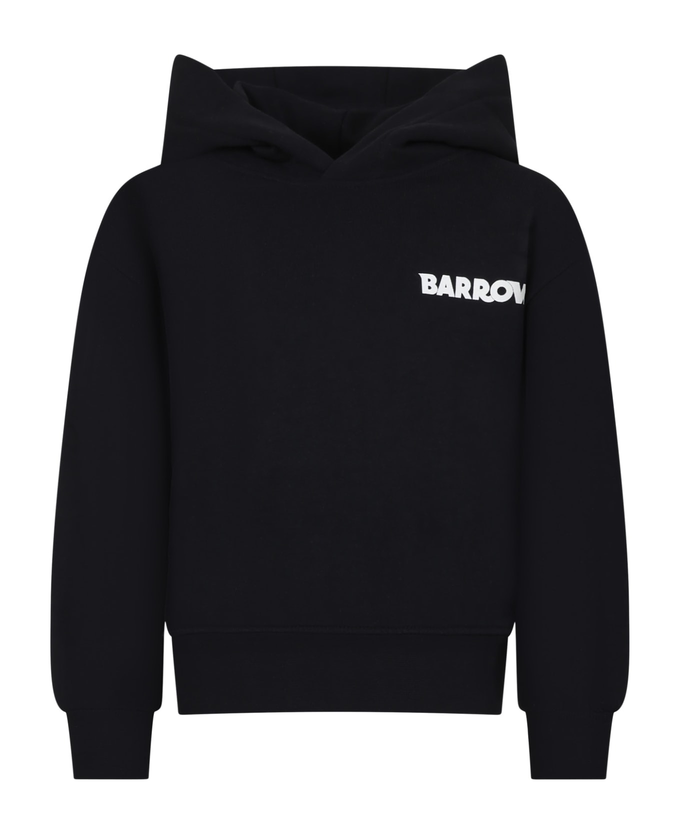 Barrow Black Sweatshirt For Kids With Logo And Iconic Smiley Face - Black ニットウェア＆スウェットシャツ