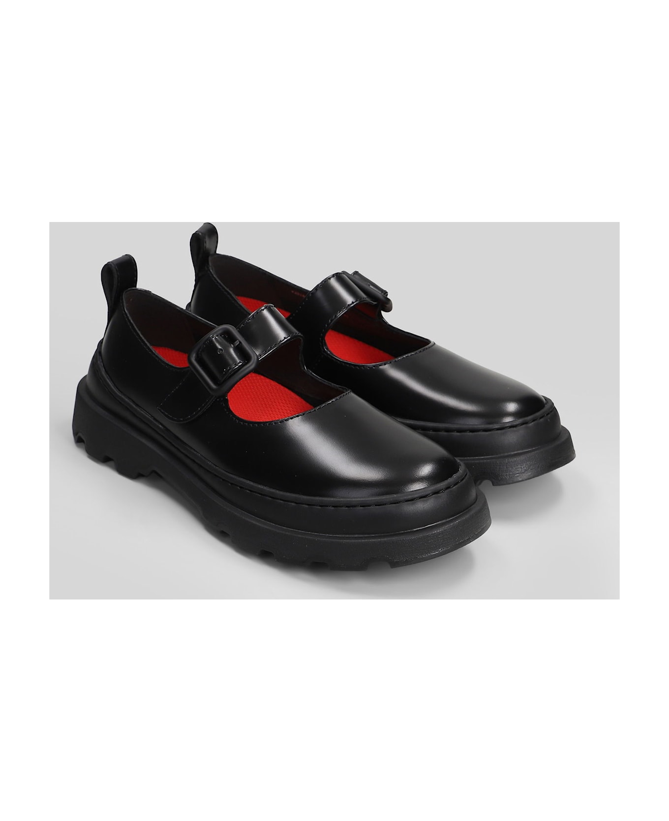 Camper Brutus Ballet Flats In Black Leather - black