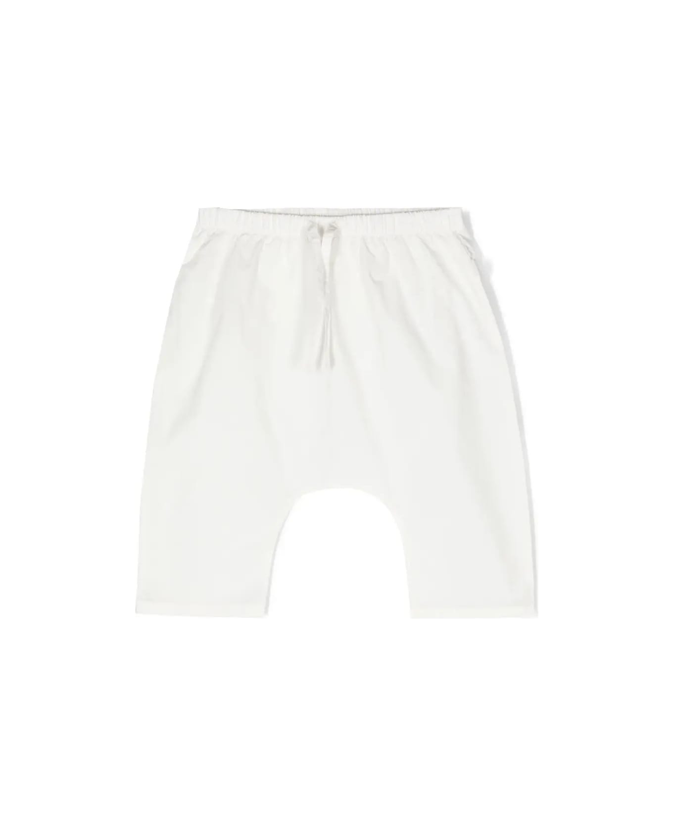 Teddy & Minou White Stretch Cotton Trousers With Drawstring - White コート＆ジャケット