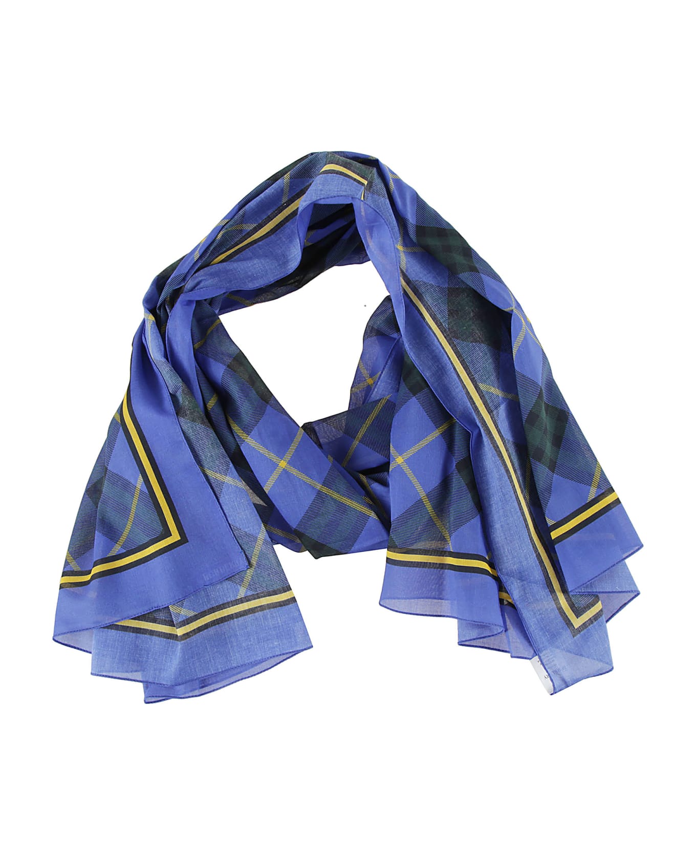Burberry Check Print Scarf - Bright Navy