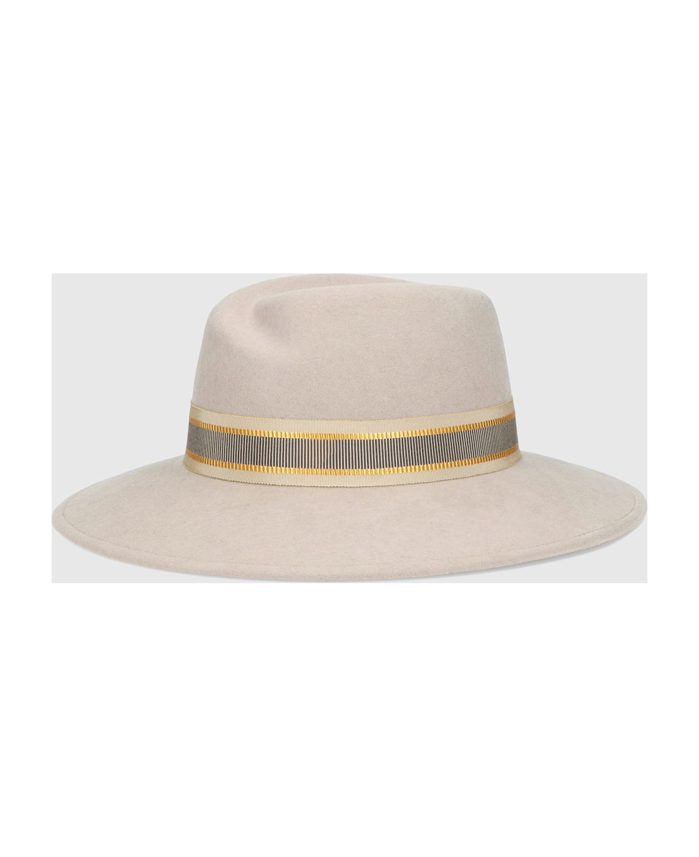 Borsalino Romy Wool Felt With Striped Hatband - BEIGE, TONE ON TONE HATBAND