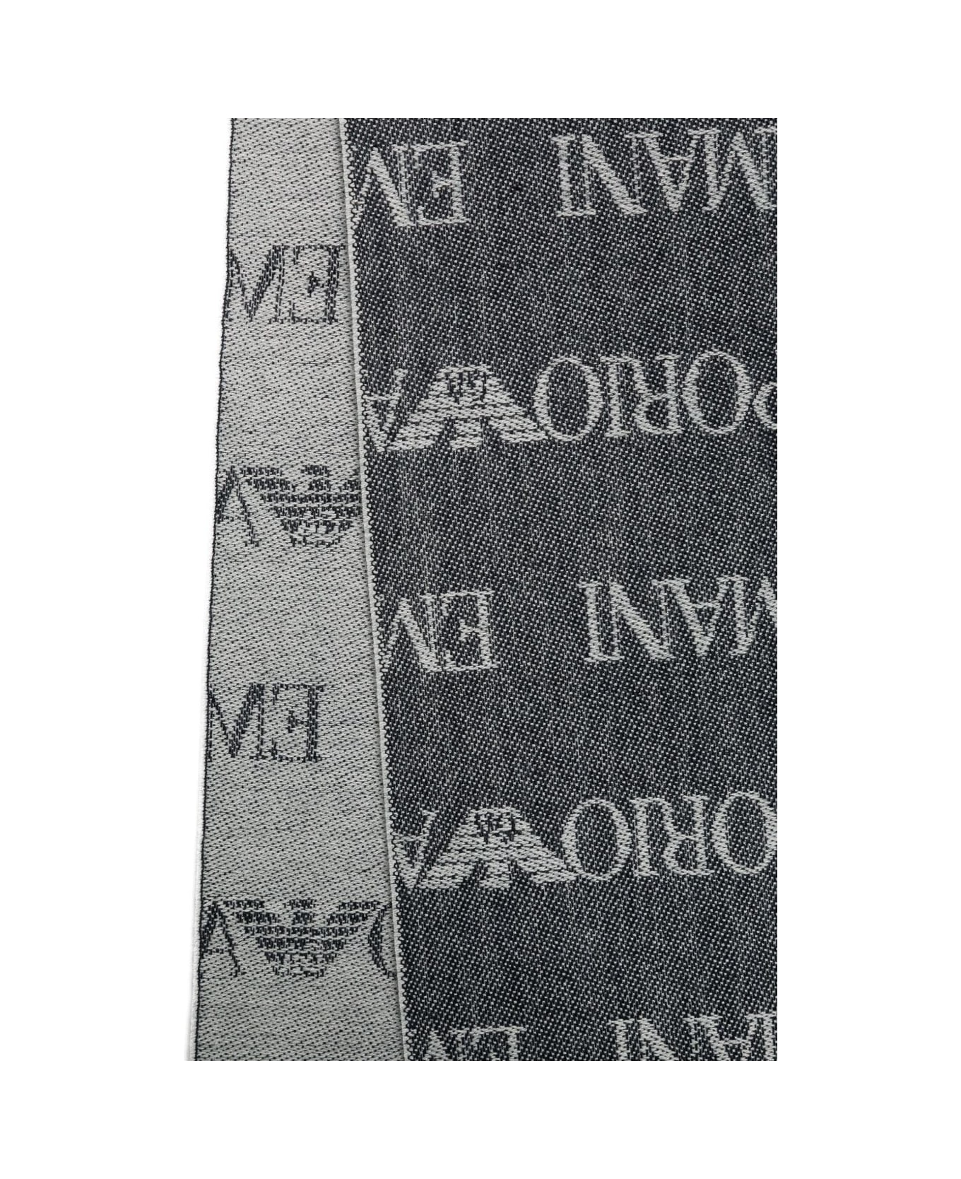 Emporio Armani Wool Blend Scarf - Blue