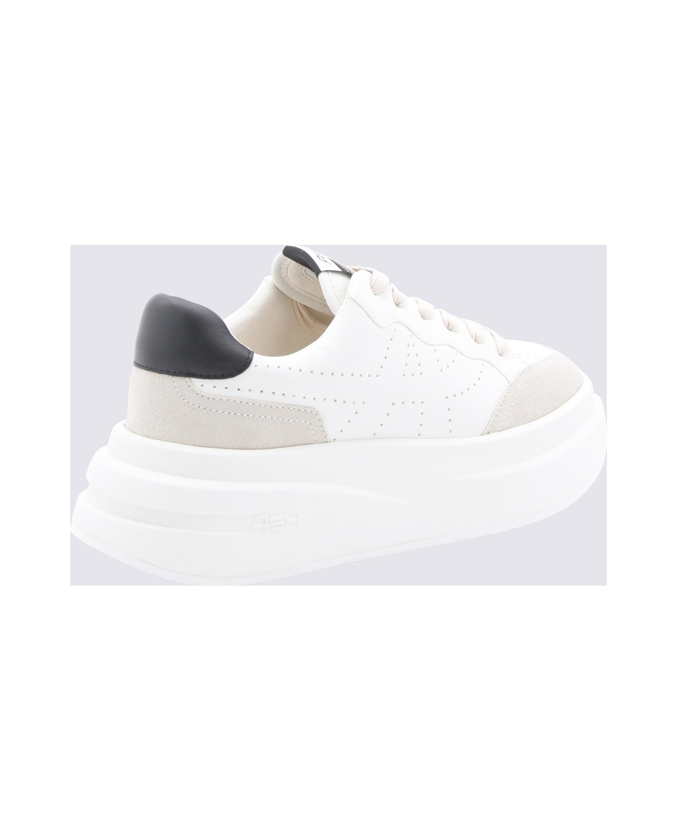 Ash White And Black Leather Sneakers - White